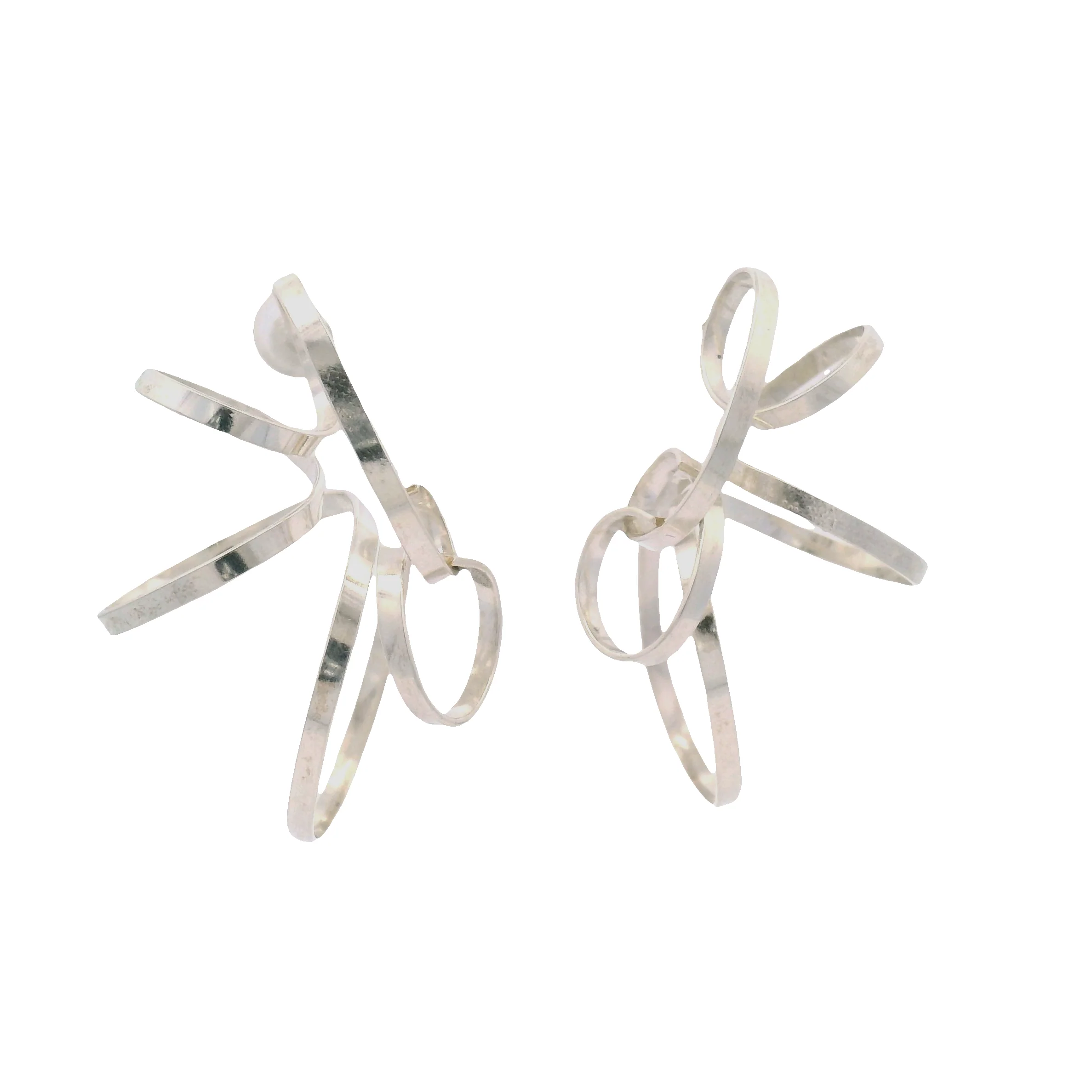 Large Spiral Sterling Silver Earrings - Image 2