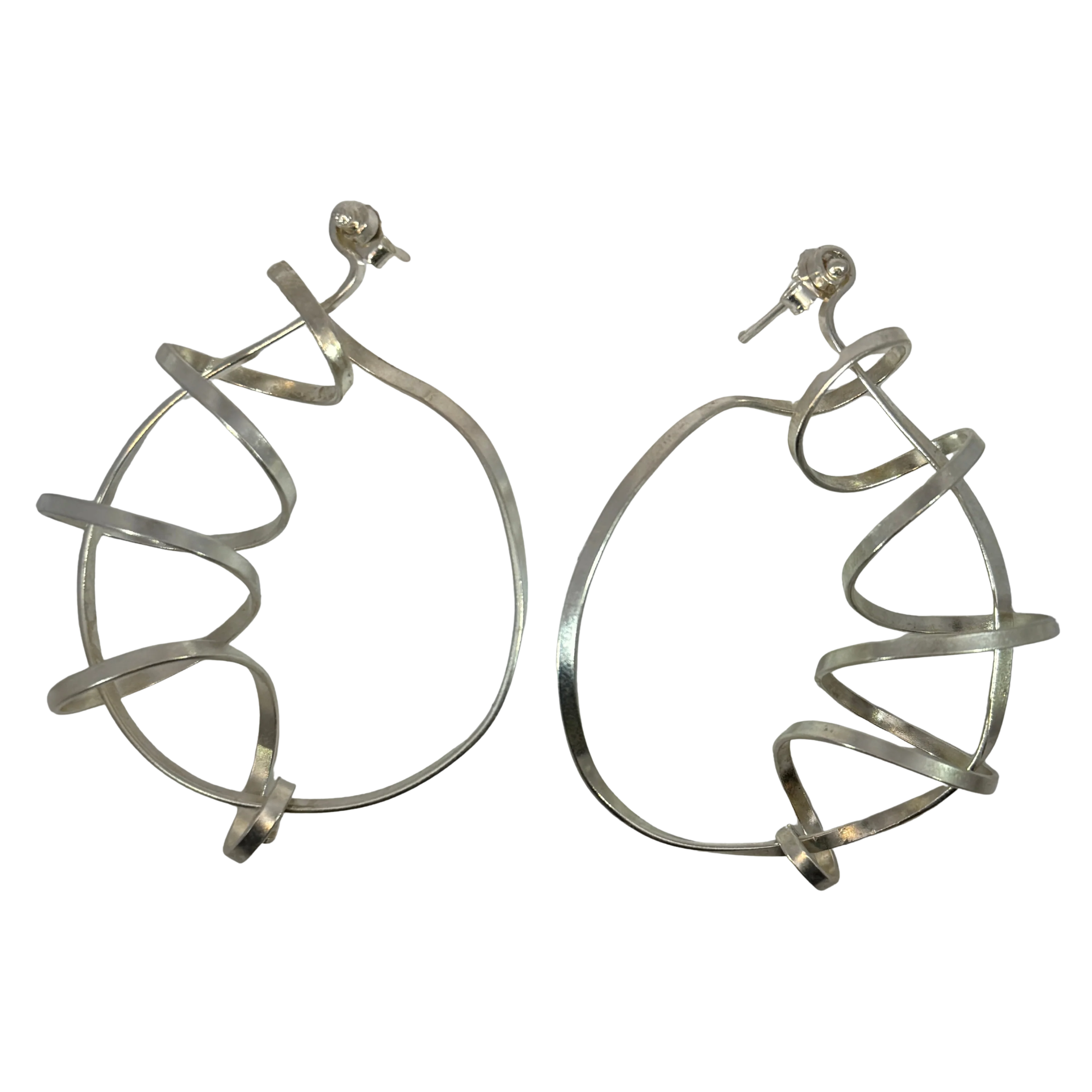 Large Sterling Silver Twist Hoop Earrings - Image 2