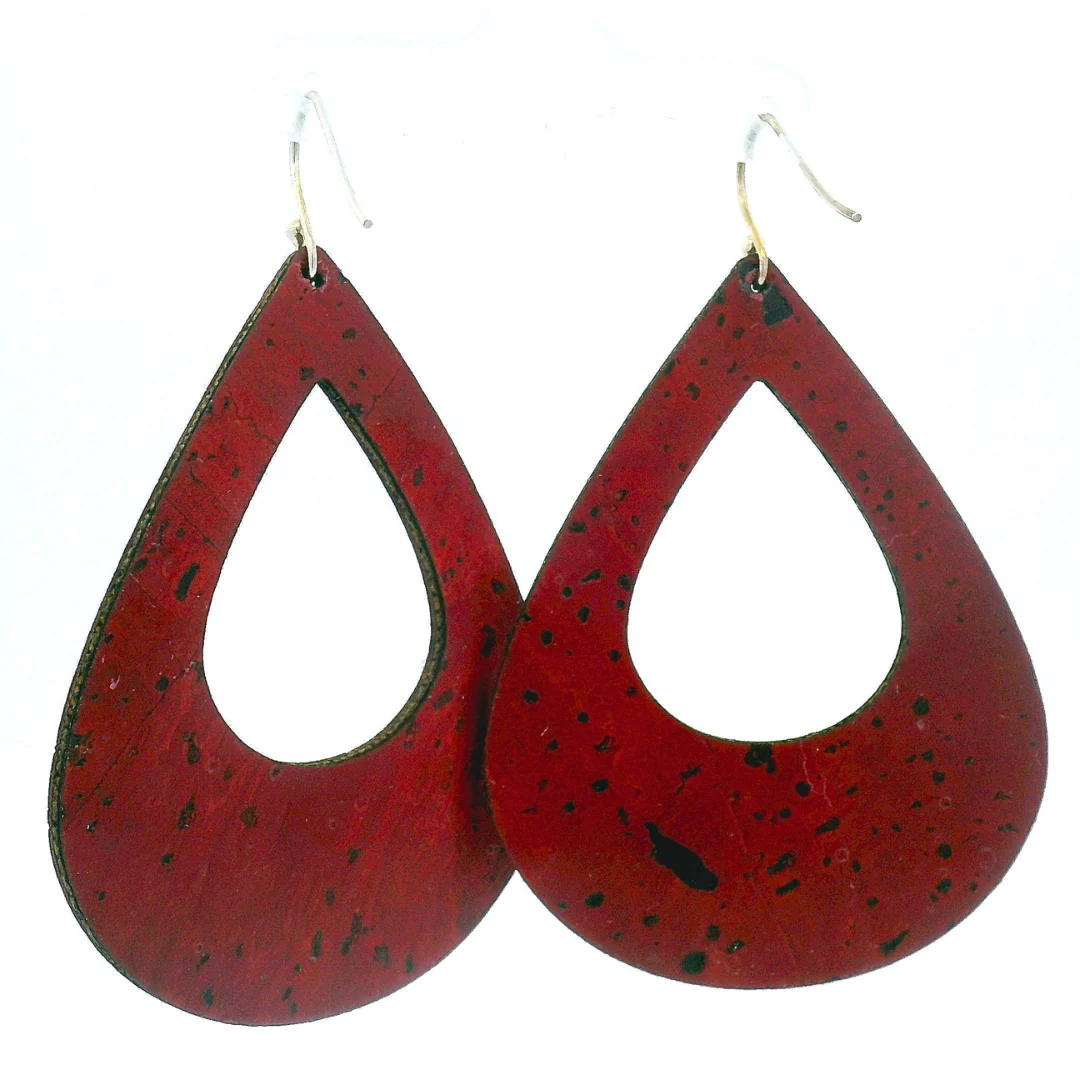 Large Teardrop Floral Cork Earrings - Image 4