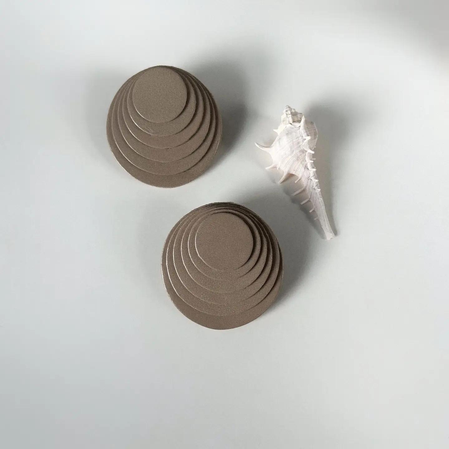 Layered Leather Circular Earrings - Image 2