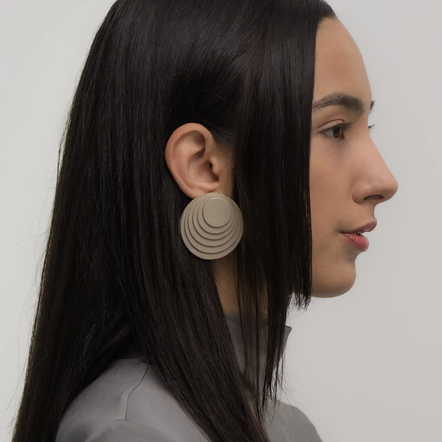 Layered Leather Circular Earrings - Image 3