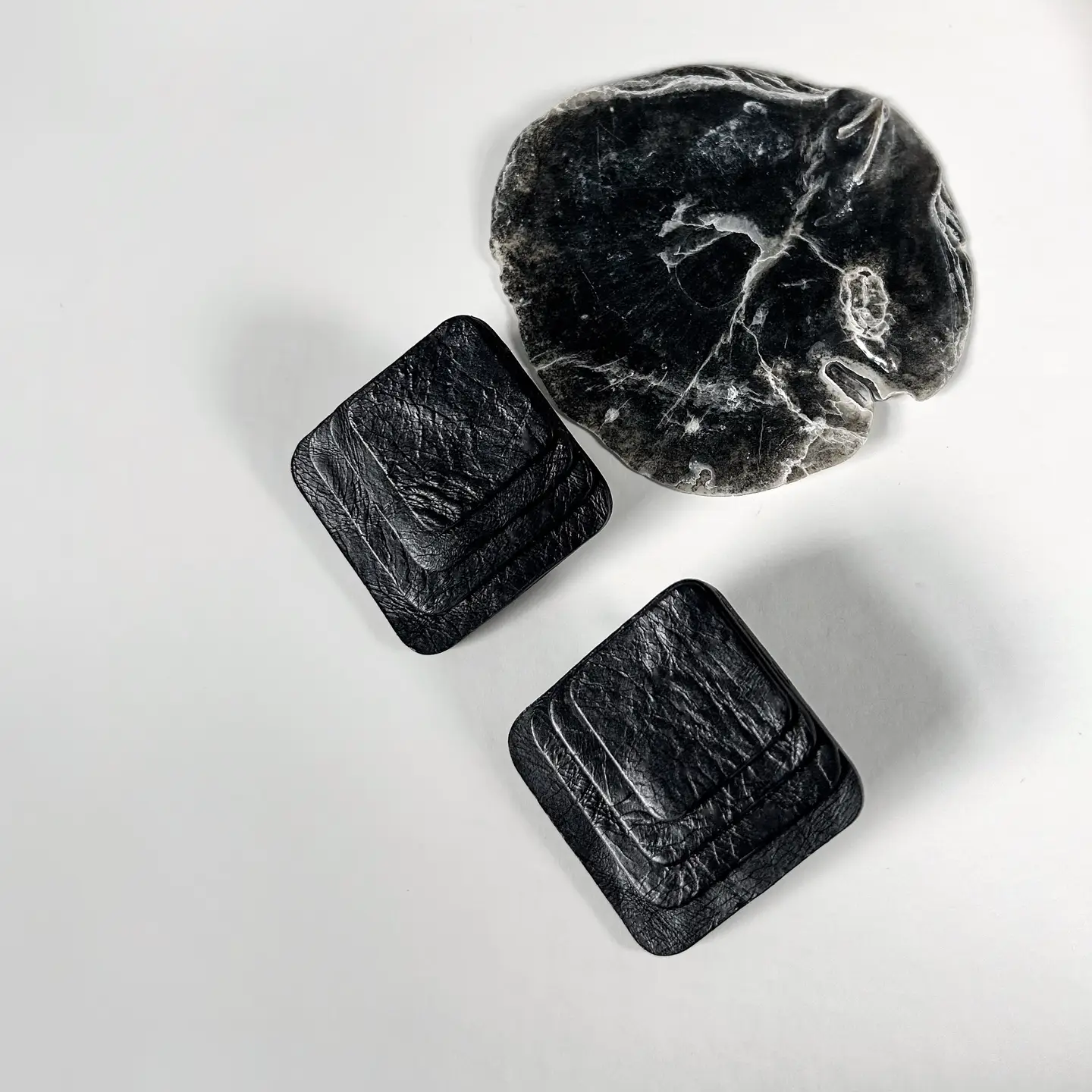 Layered Leather Stud Earrings - Image 2