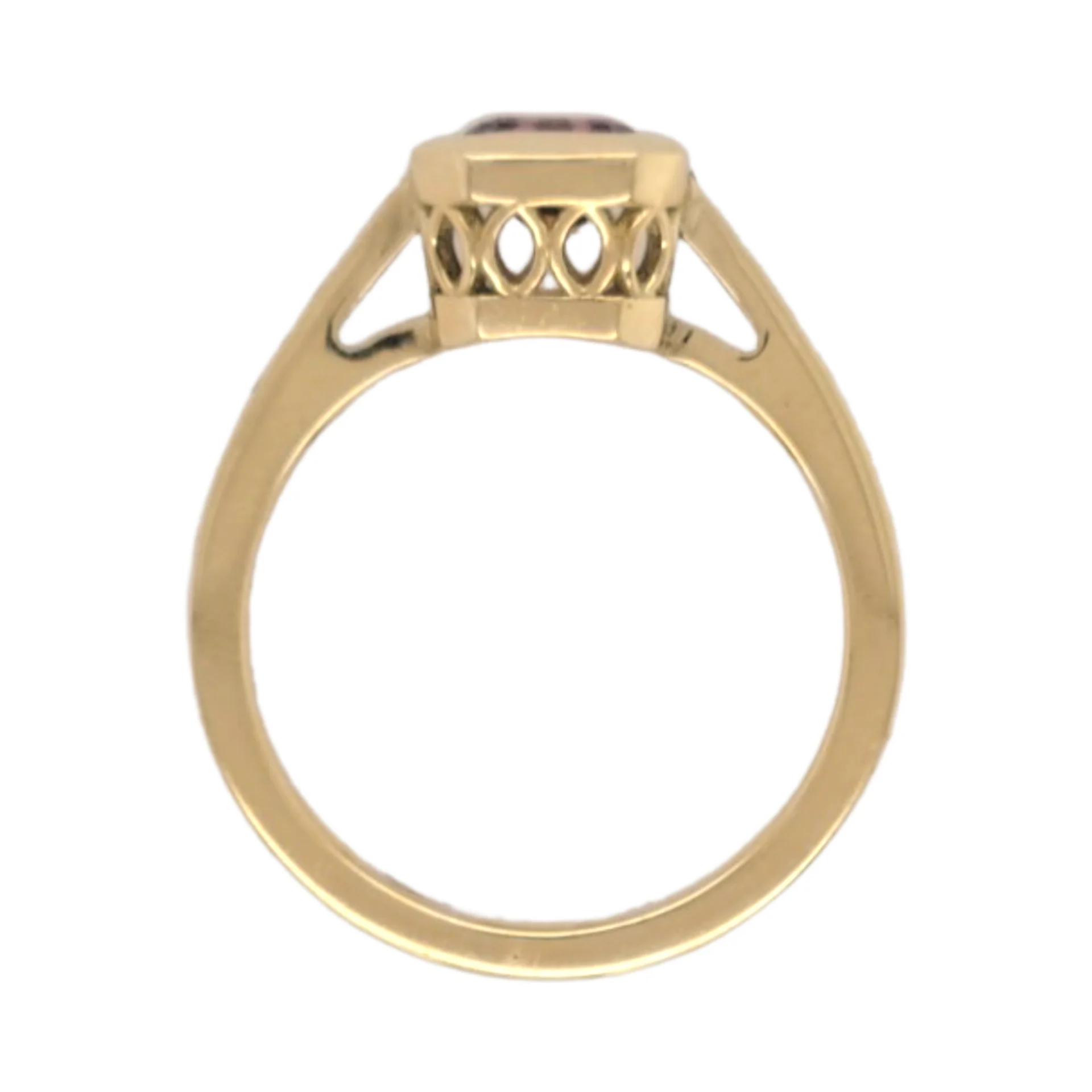 18k Yellow Bezel Set Ring with 0.86ct Orange Sapphire and Accent Diamonds - Image 4