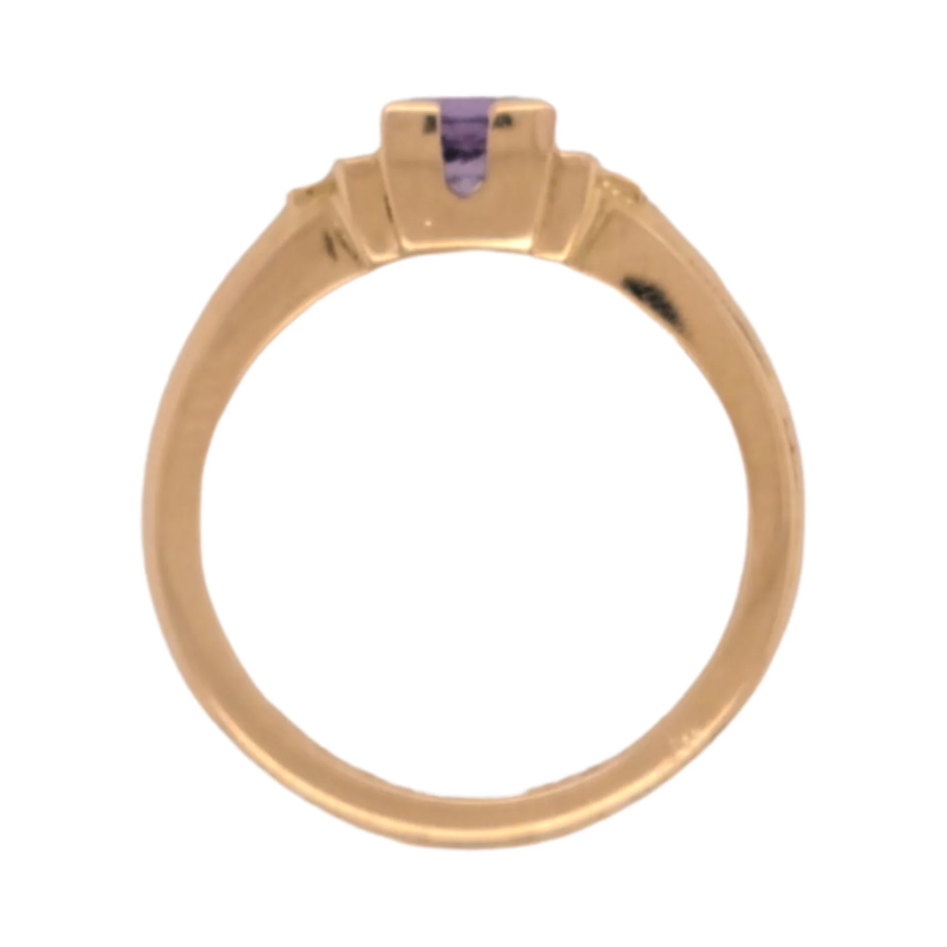 19k Rose Gold Ring with 0.86ct Round Purple Sapphire and Accent Diamonds - Image 6