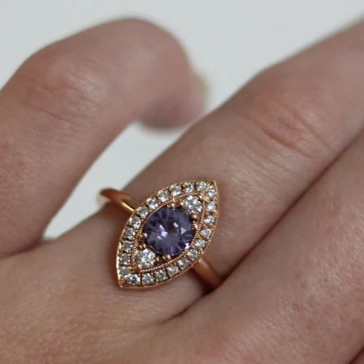 14k Rose Gold Ring with0.93ct Purple Sapphire and Accent Diamonds - Image 3