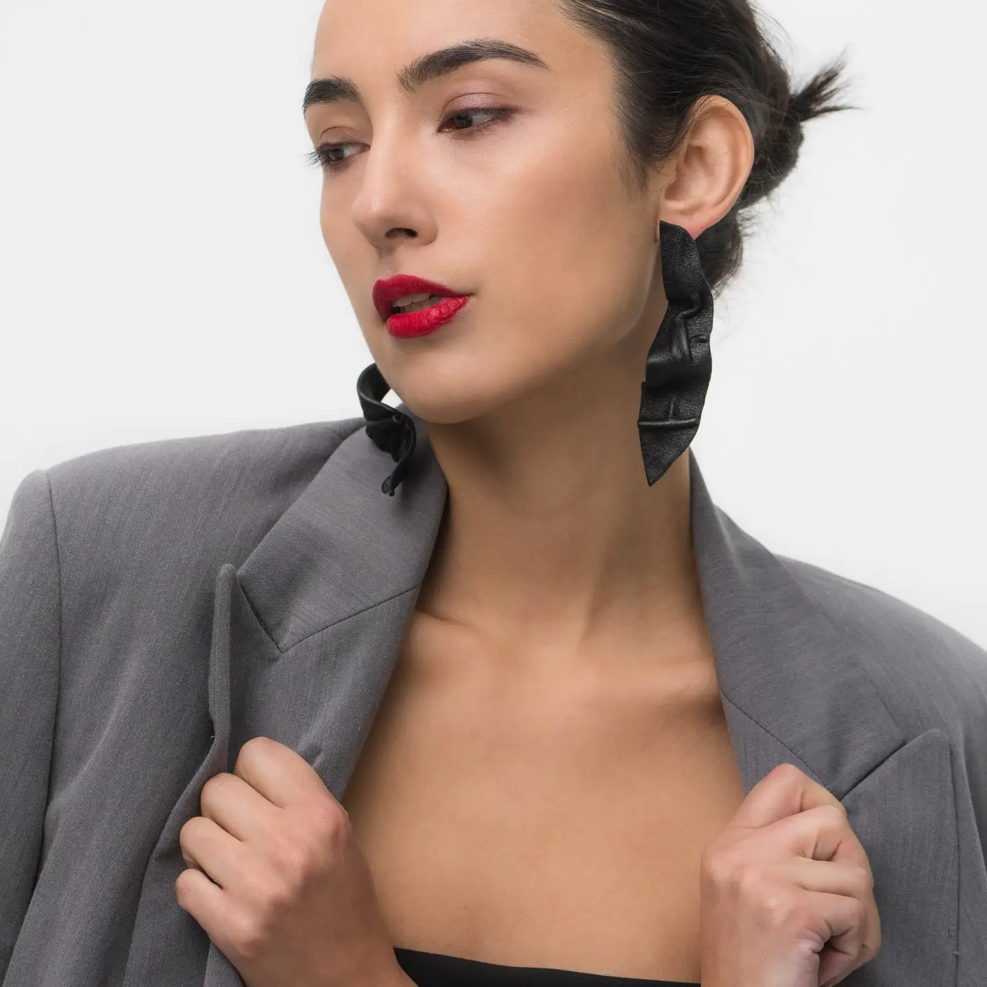 Leather Sculptural Earrings - Image 2