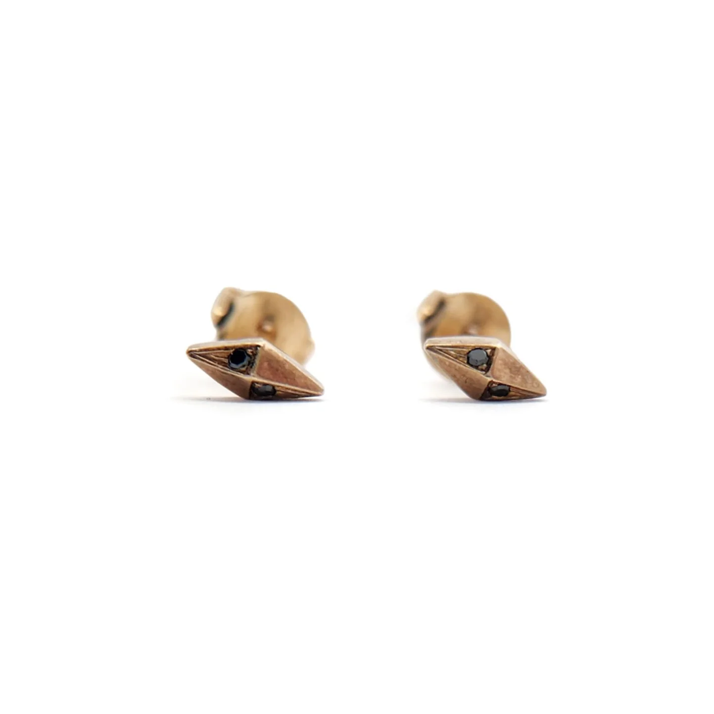 Long Pyramid Black Diamond Studs - Image 2