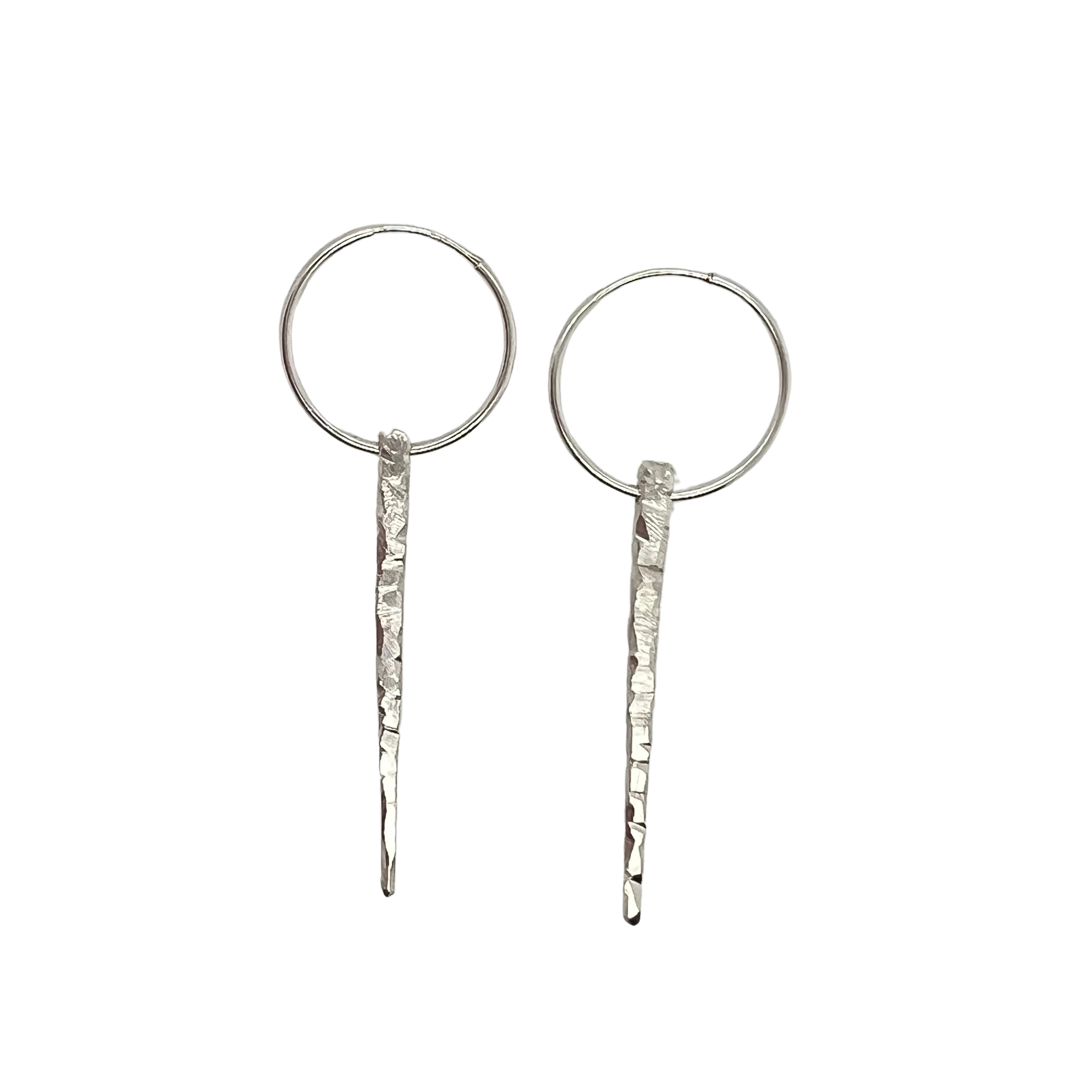 Long Silver Icicle Hoop Earrings - Image 3