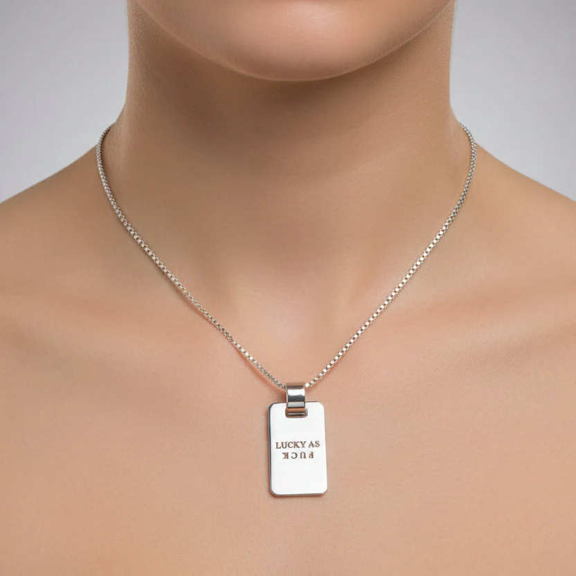 Lucky as F*ck Pendant - Silver - Image 2