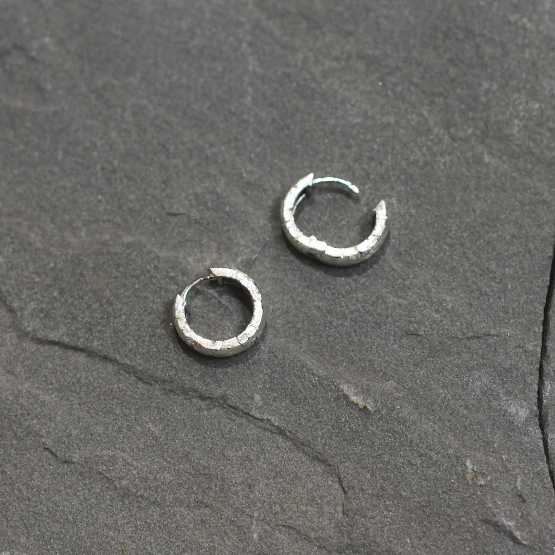Textured Huggie Hoop Earrings - Image 5