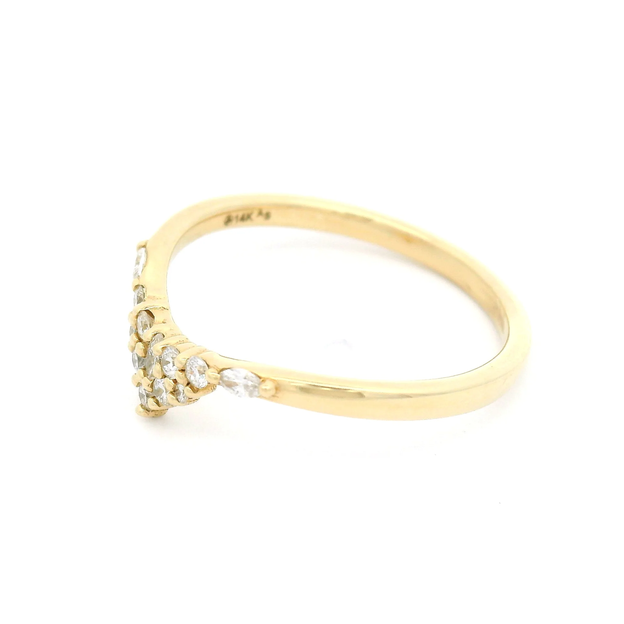 14k Yellow Contour Band with 0.18cts Mixed Cut Diamonds - Image 3