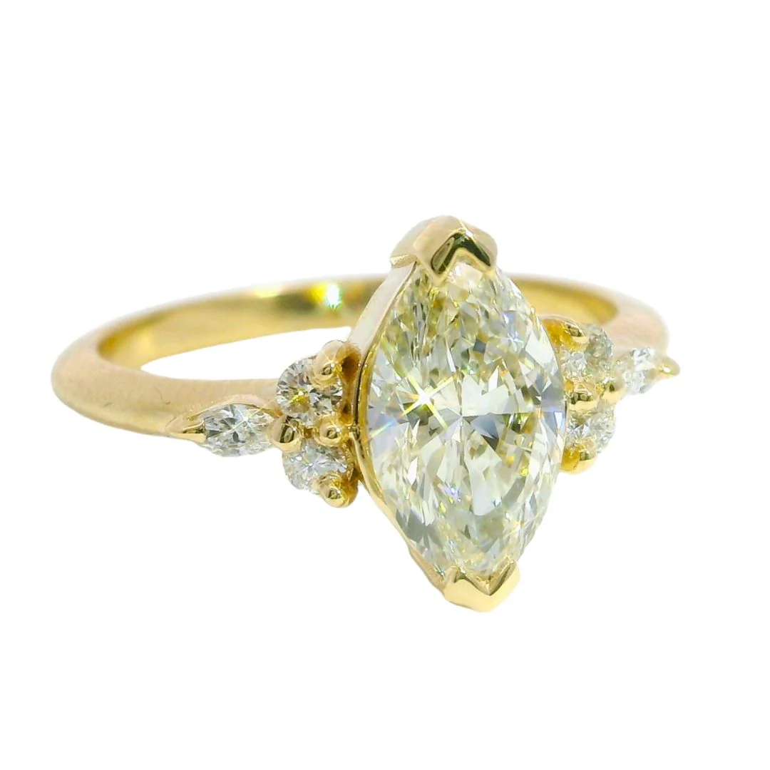 Sofia - 14k Yellow Engagement Ring with 1.20ct Lab-Grown Marquise Diamond and Accent Diamonds - Image 4