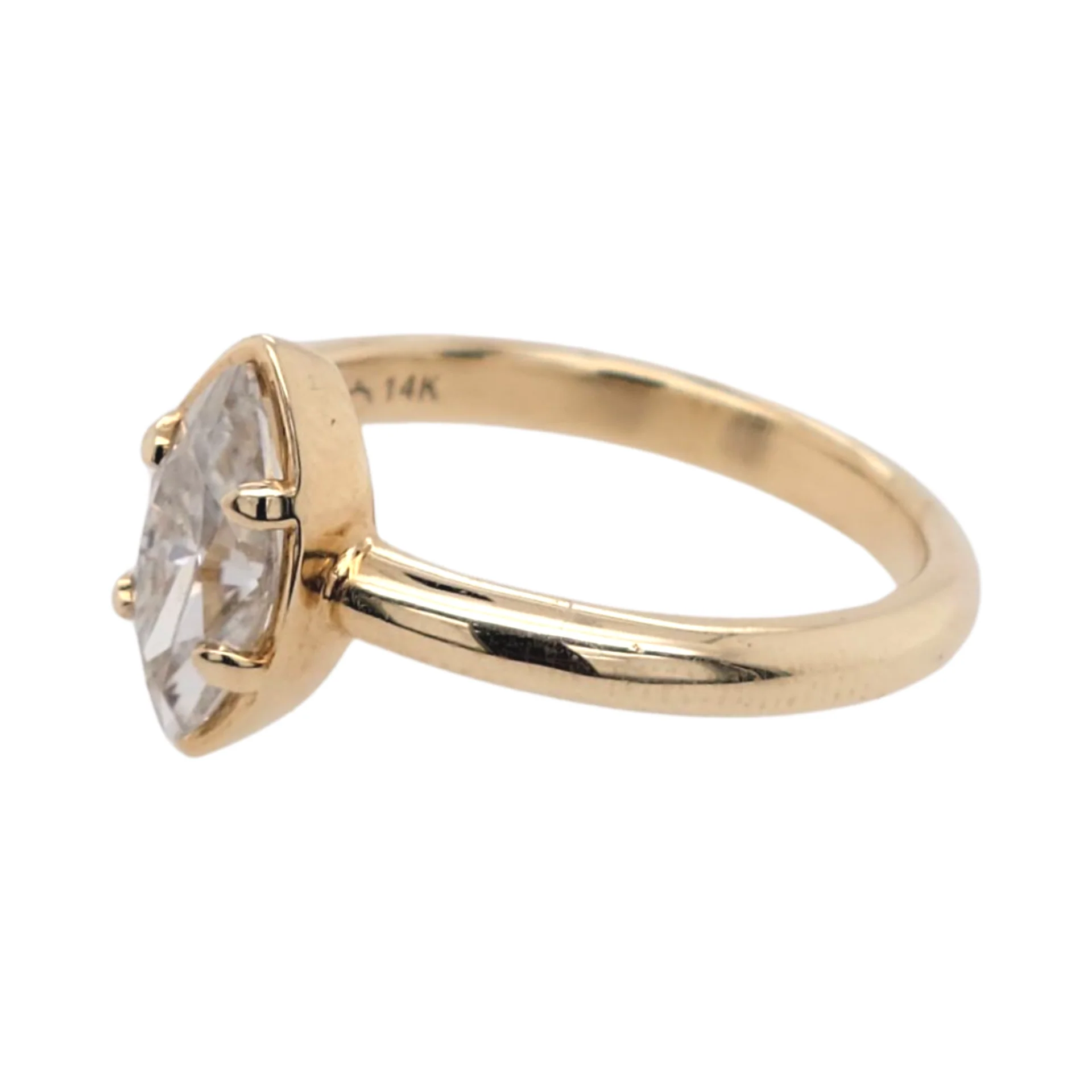 14k Yellow 10mm x 5mm Marquis Moissanite Solitaire - Image 6