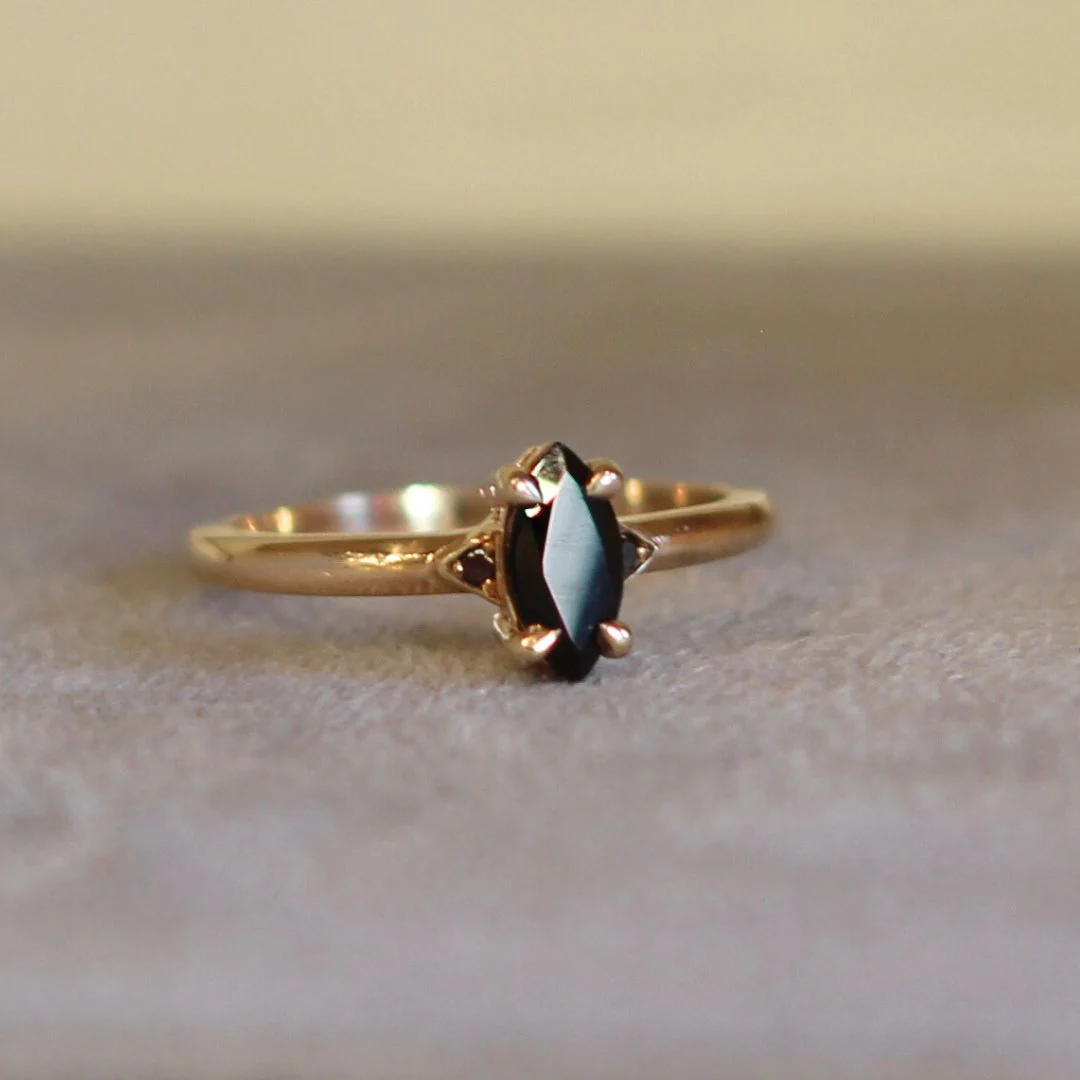 Marquise-Cut Black Spinel Engagement Ring - Image 2