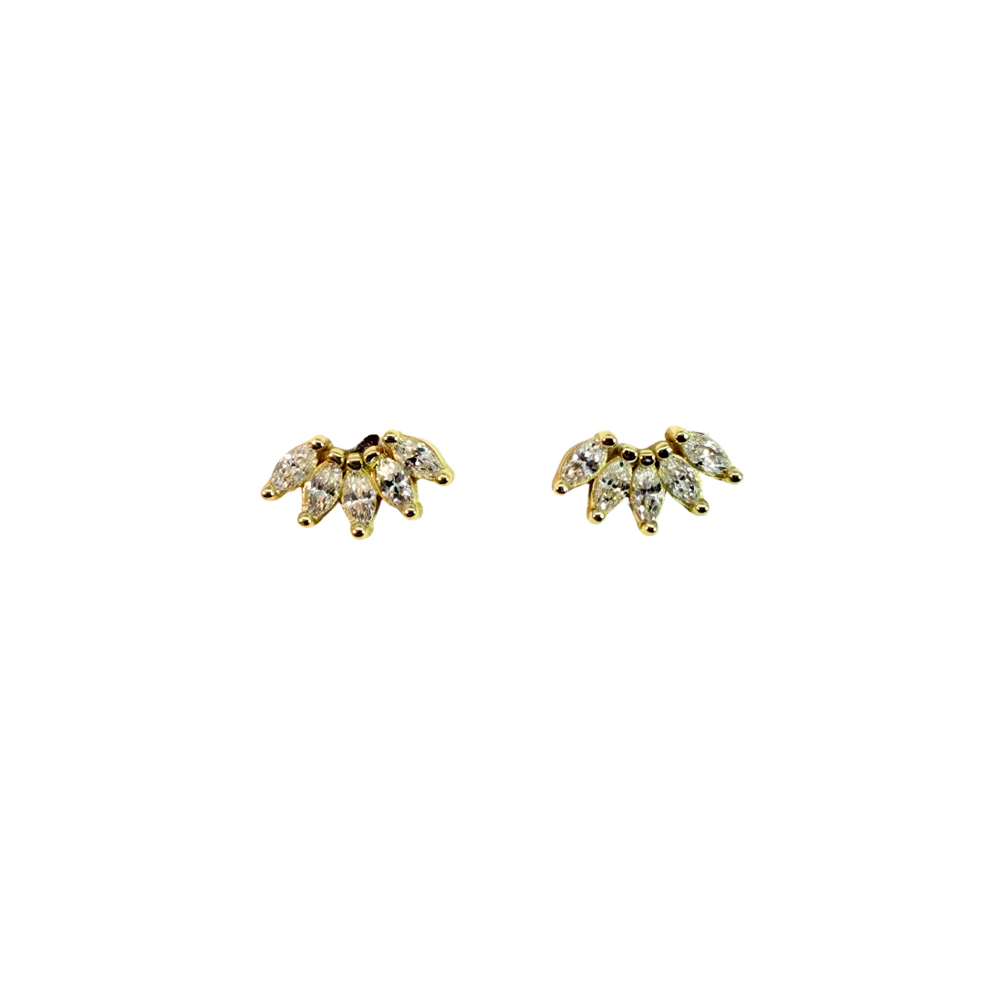 Yellow Gold-Vermeil Marquise Half Stud Earrings - Image 2
