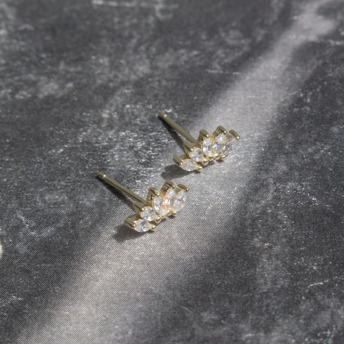 Yellow Gold-Vermeil Marquise Half Stud Earrings - Image 3