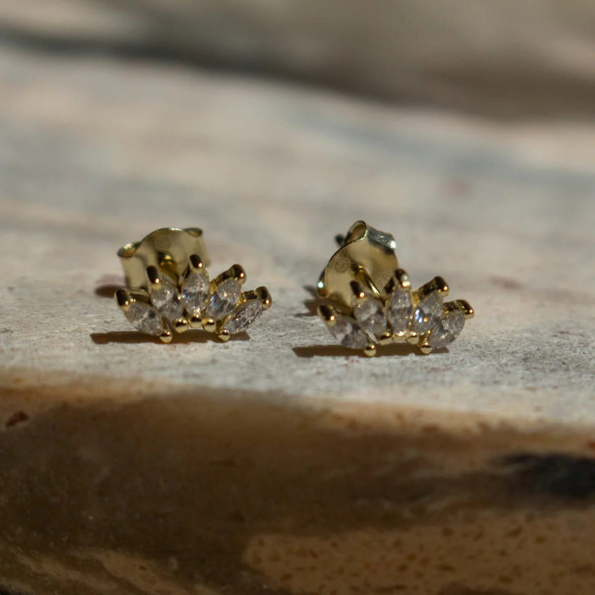 Yellow Gold-Vermeil Marquise Half Stud Earrings - Image 4