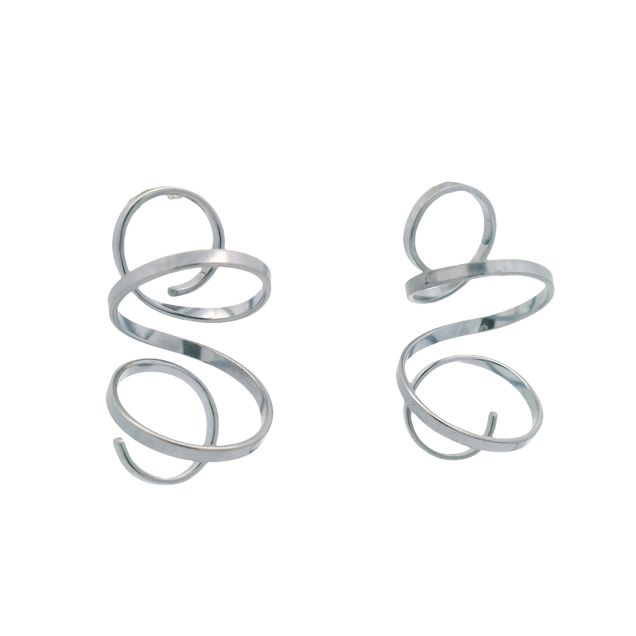 Medium Chrome Spiral Earrings - Image 2