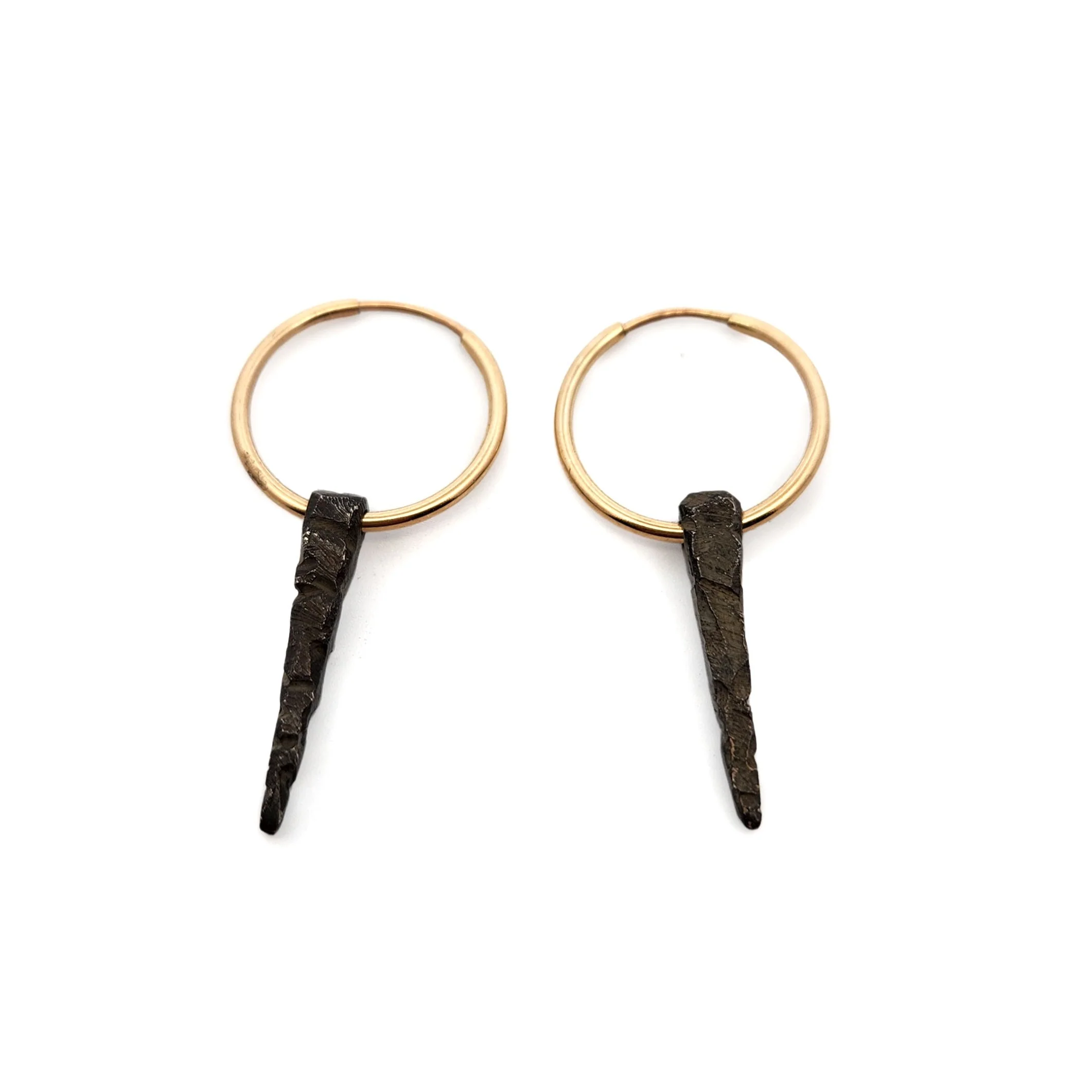 Medium Oxidized & Gold-Plated Silver Icicle Hoop Earrings - Image 2
