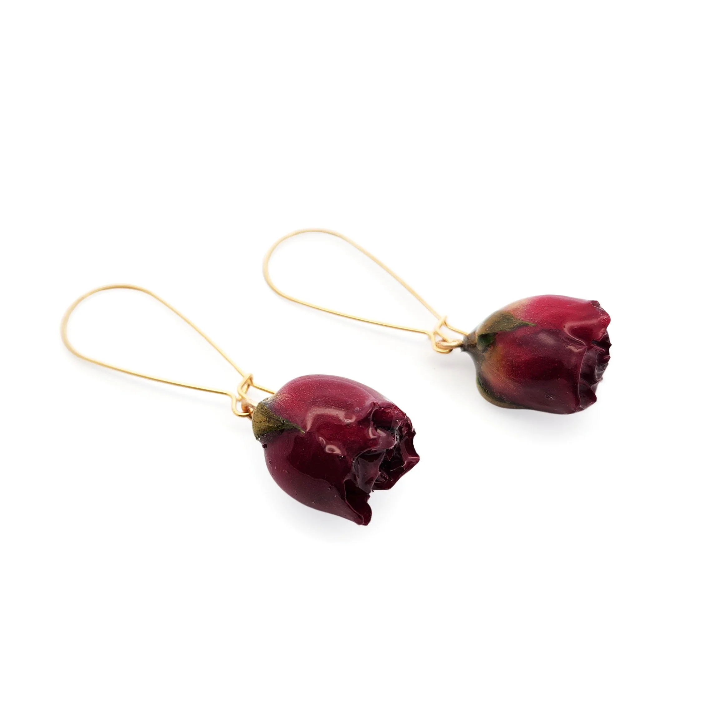 Medium Red Rose Drop Earrings - Image 2