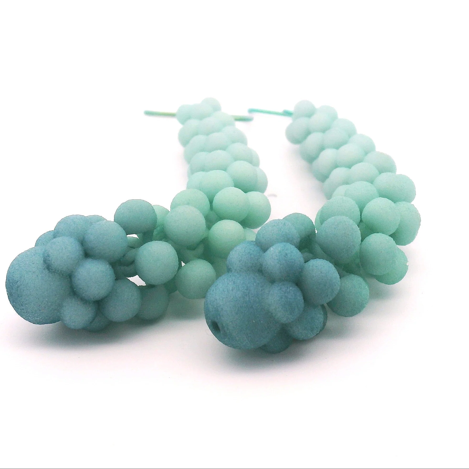 Medium Teal Bubble Earrings - Image 2