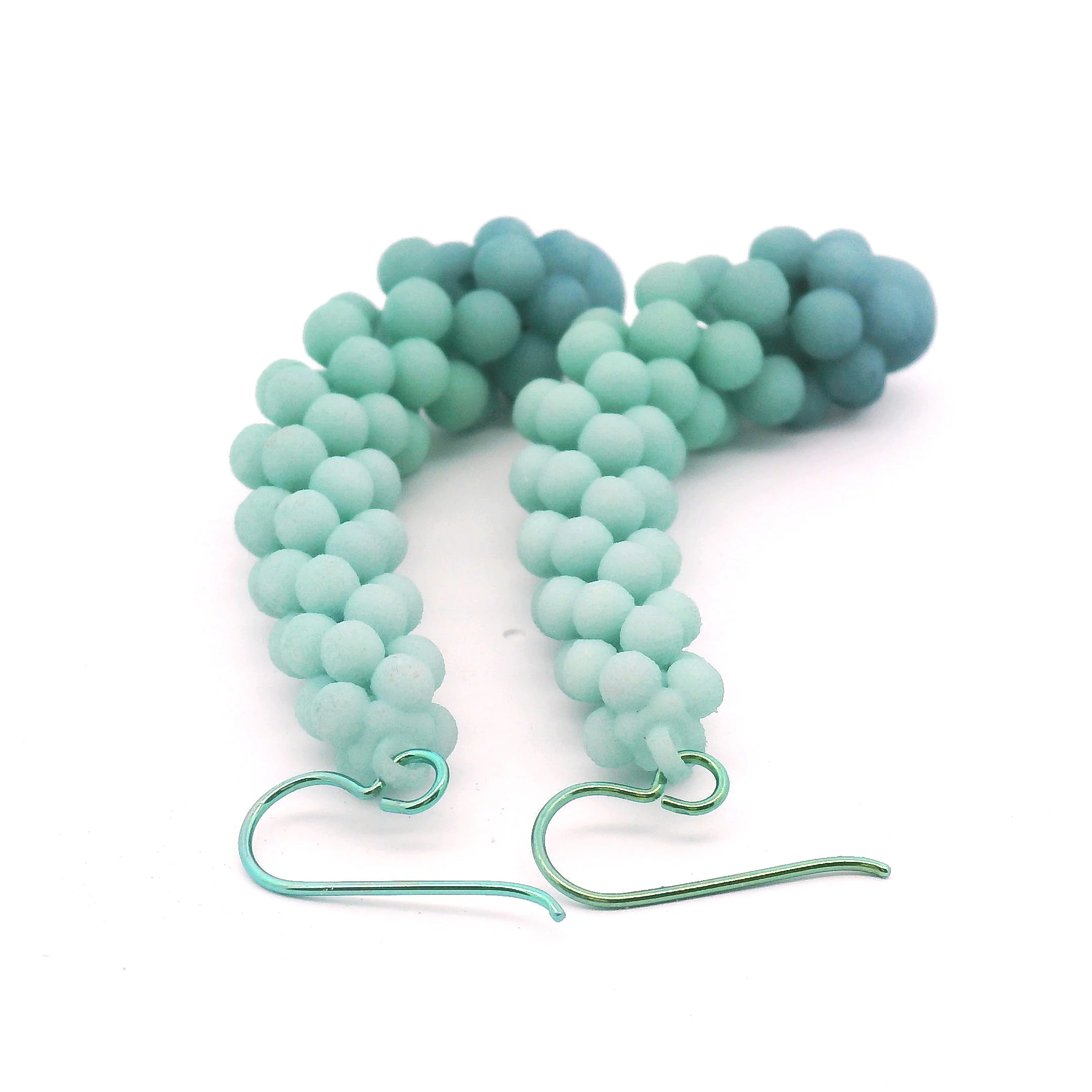 Medium Teal Bubble Earrings - Image 3