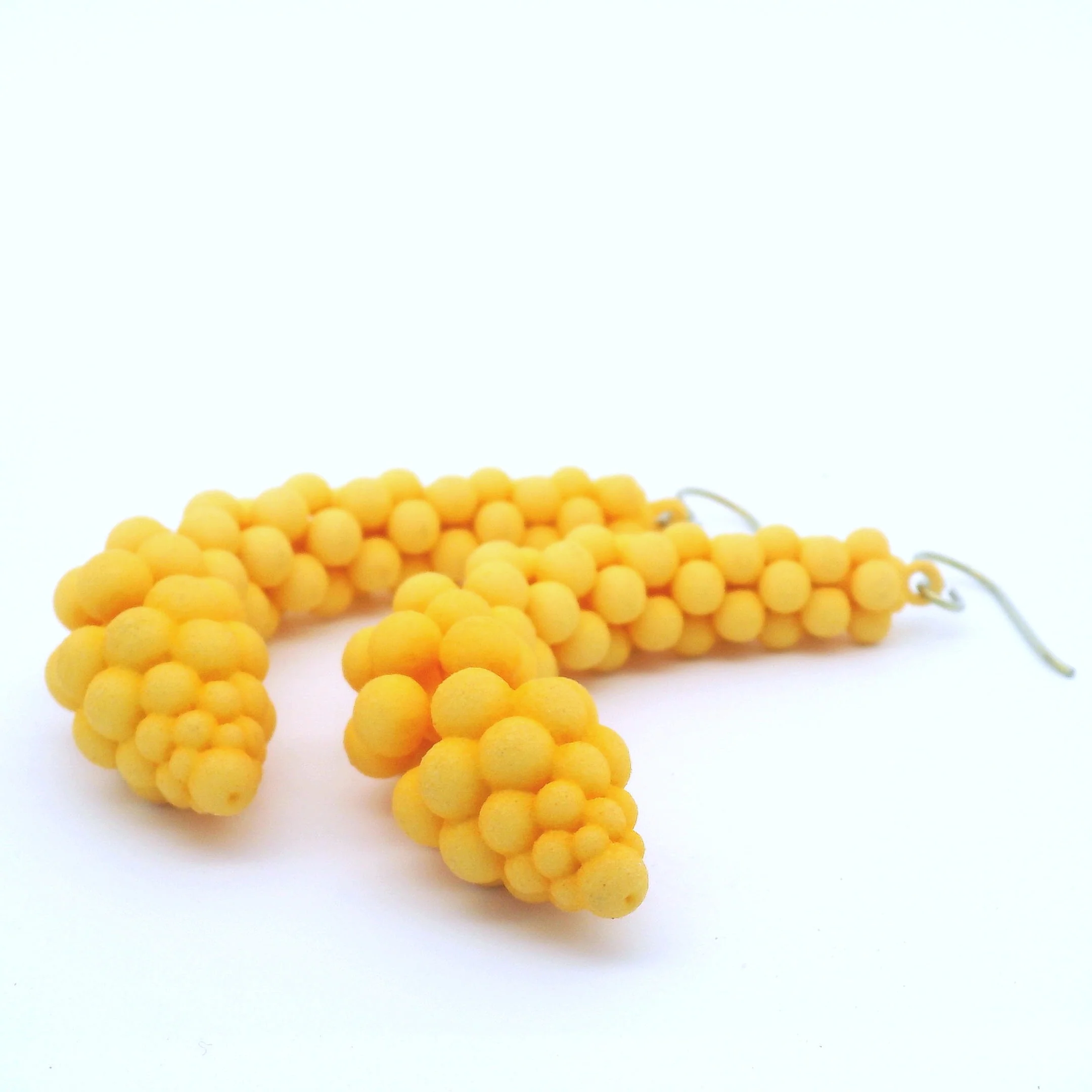 Medium Yellow Bubble Earrings - Image 2