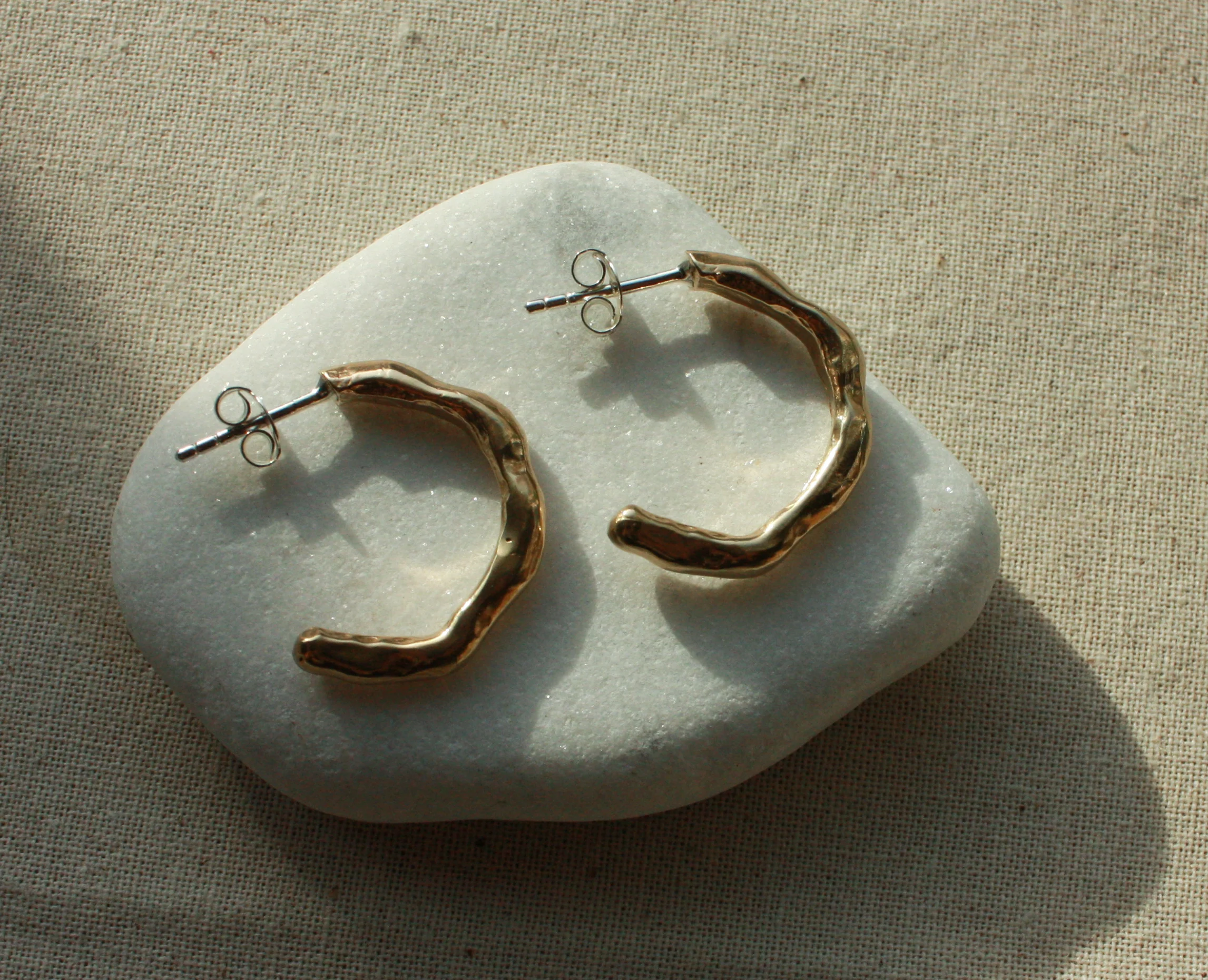 Large Melty Brass Hoops - Image 4
