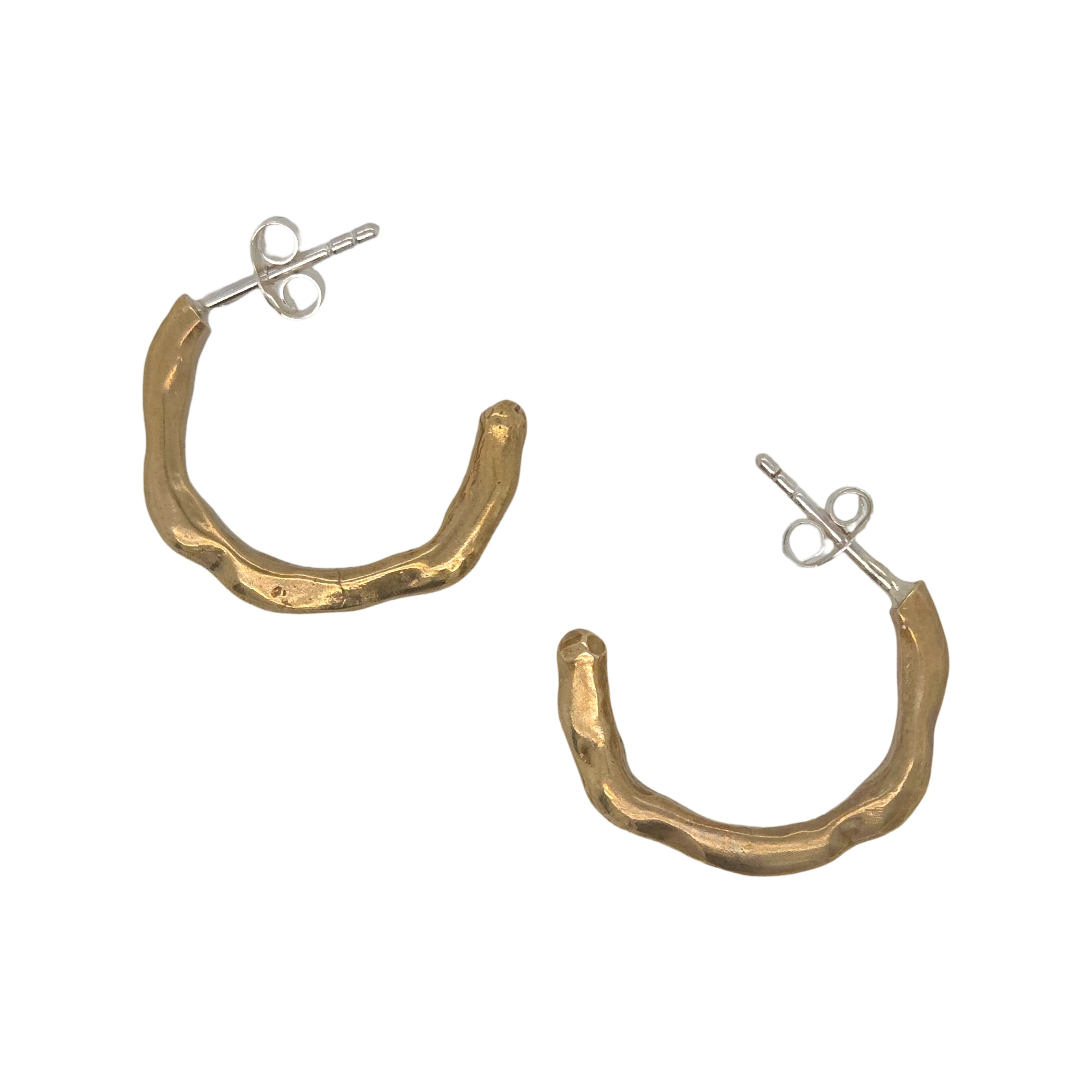 Large Melty Brass Hoops - Image 5