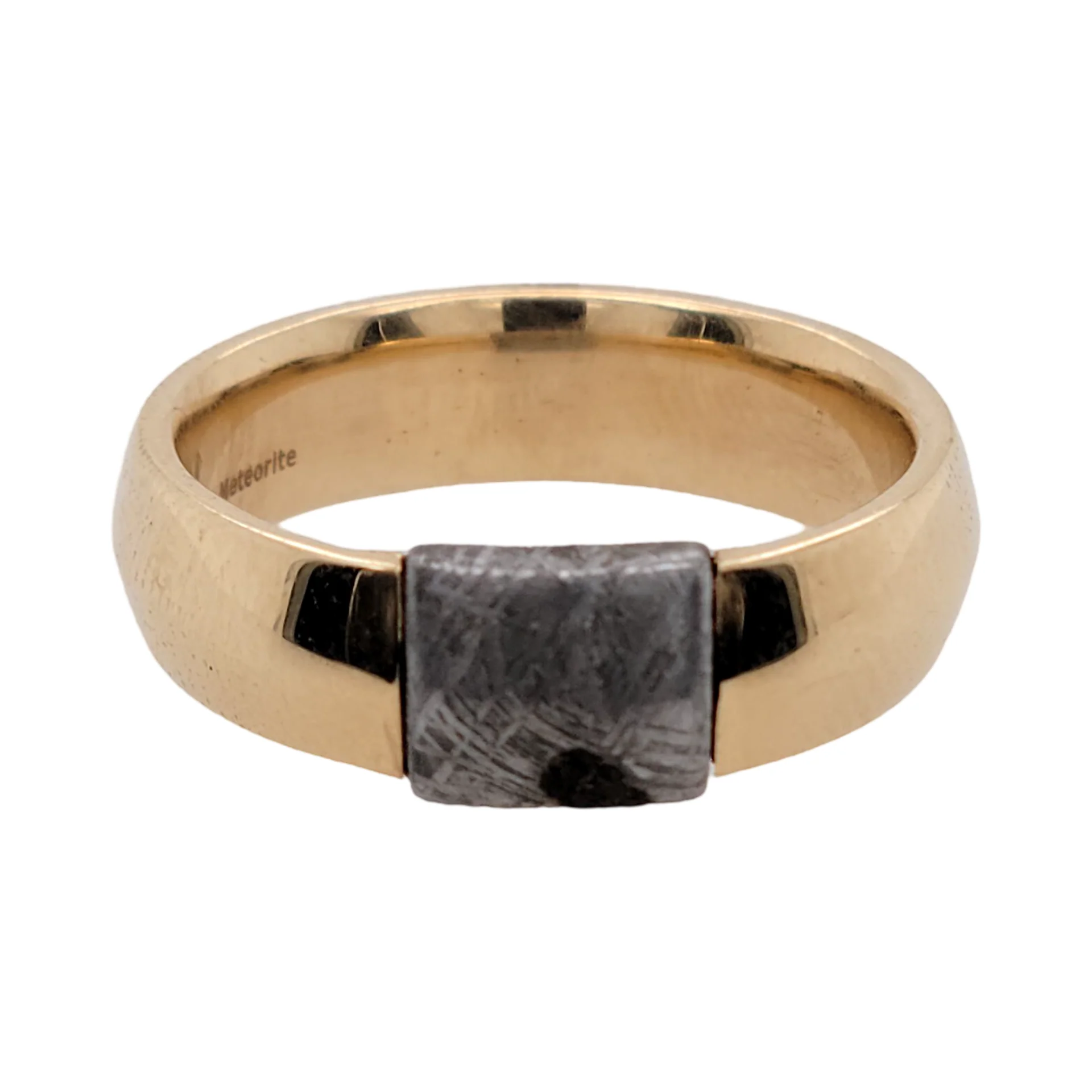 14k Yellow Band with Gibeon Meteorite Section - Image 4