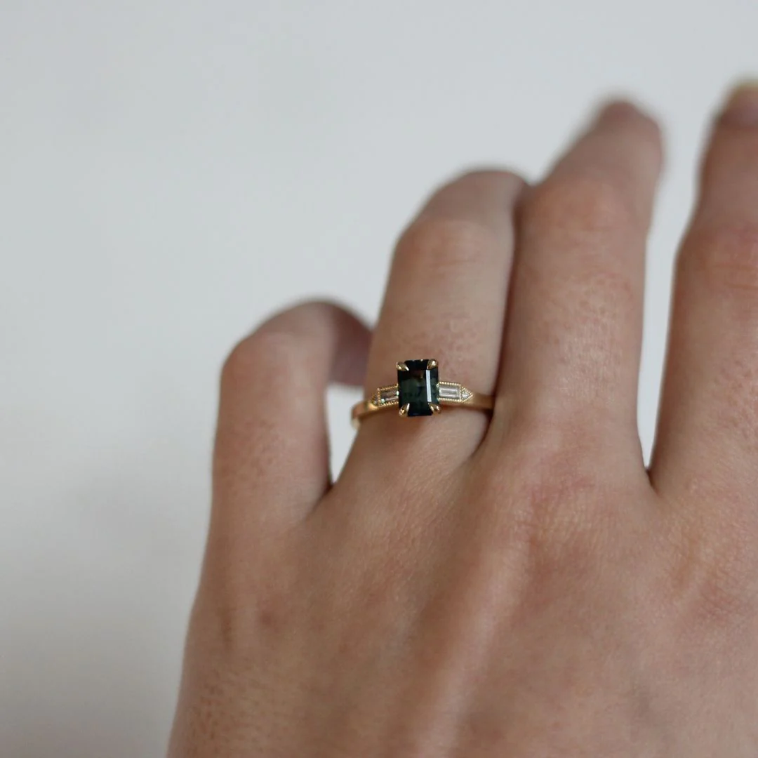 Midori - Teal Sapphire Engagement Ring - Image 3