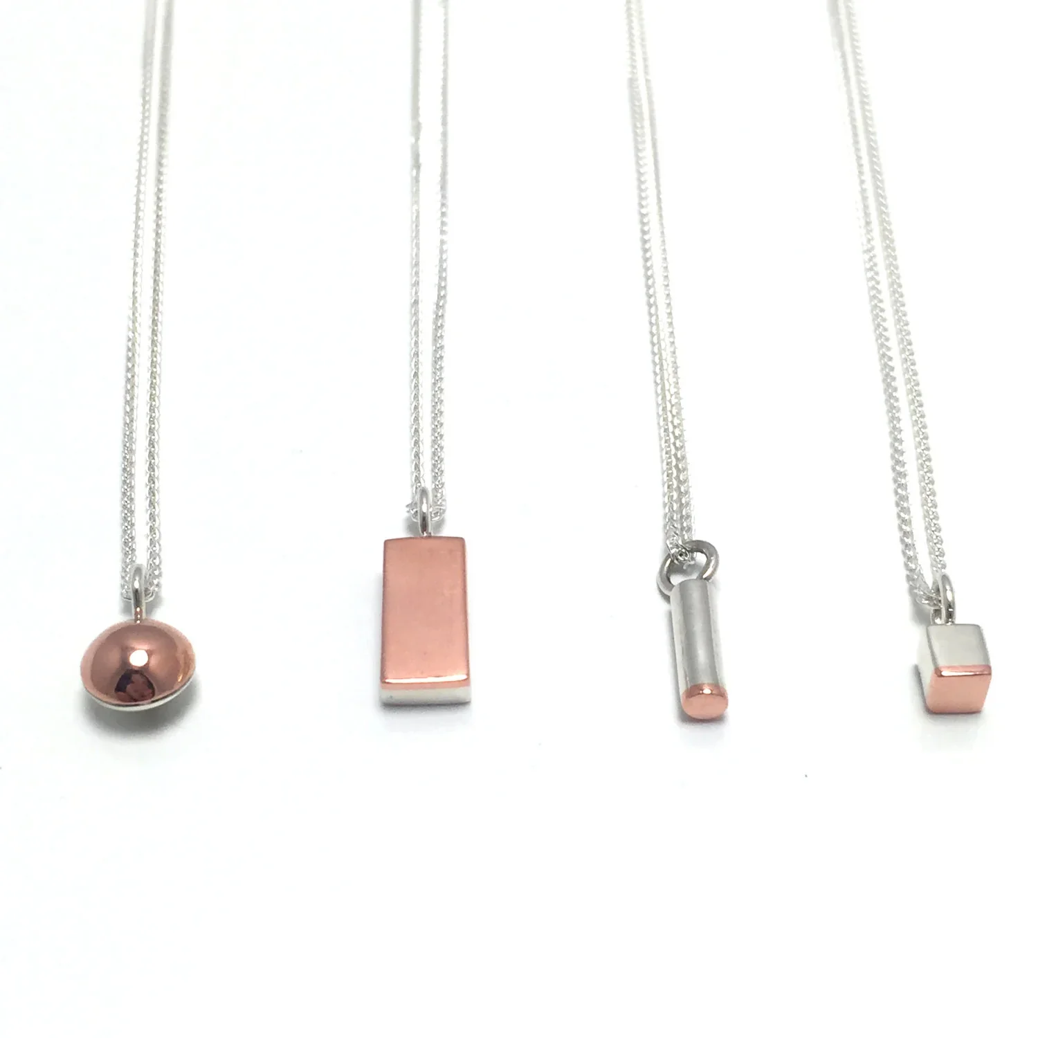 Mini Cube Silver and Copper Pendant - Image 2