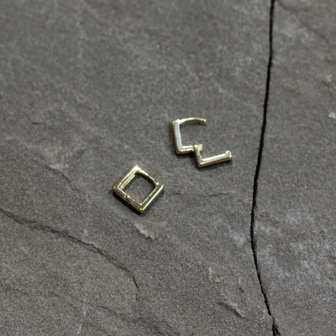 Mini Square Huggie Earrings - Image 3