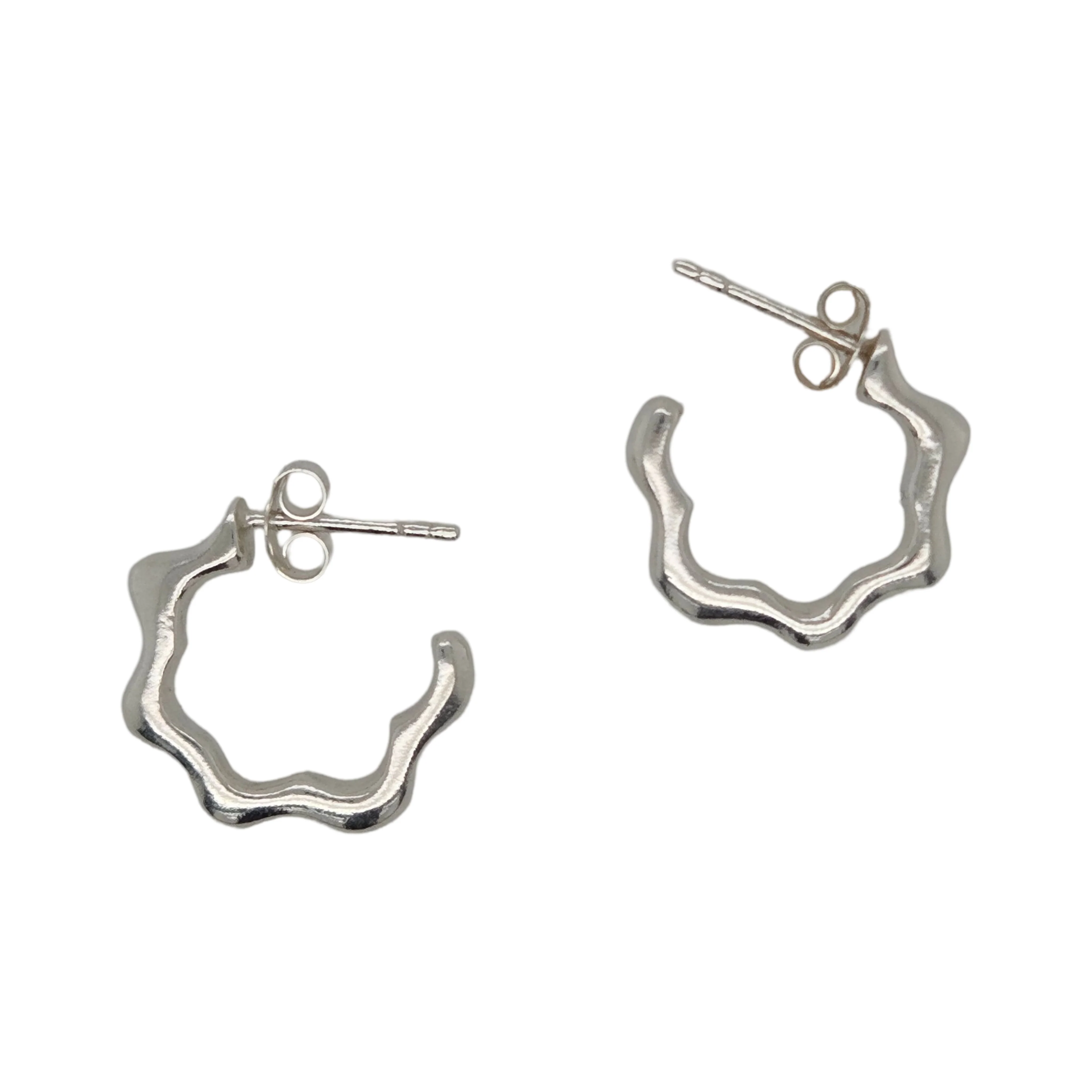 Silver Mini Wavy Hoops - Image 4