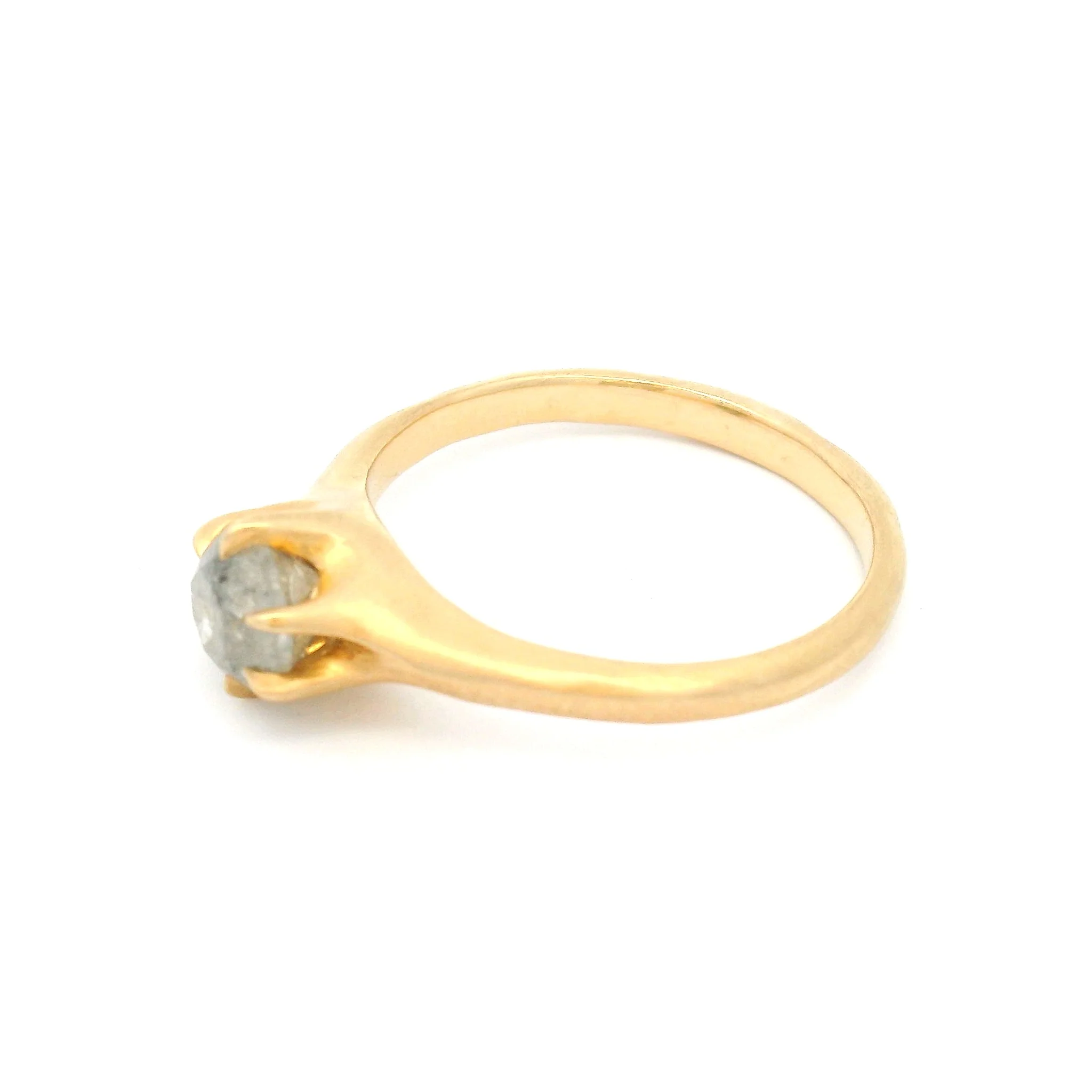 10k Yellow Gold Organic Solitaire with 0.88ct Grey Salt & Pepper Diamond - Image 3