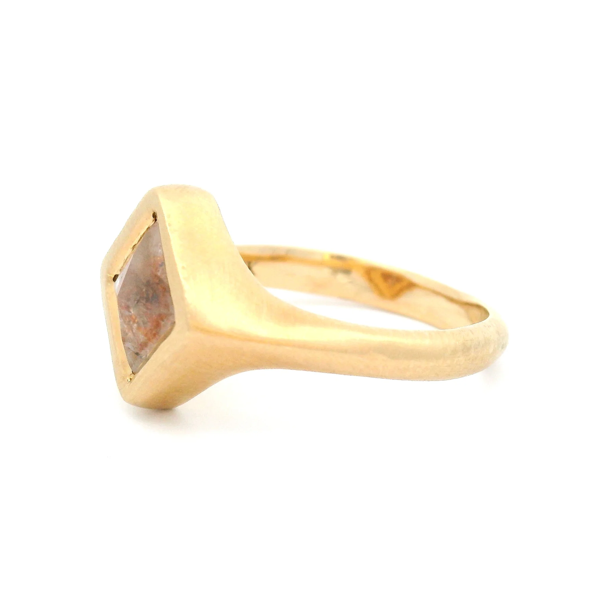 10k Yellow Gold Organic Solitaire with 0.88ct Rose-Cut Salt & Pepper Diamond - Image 3