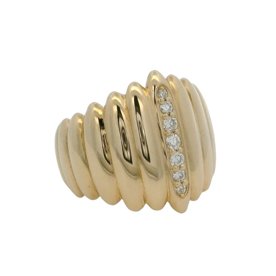 PIGALLE - Modern Wide Gold & Diamond Engagement Ring - Image 4