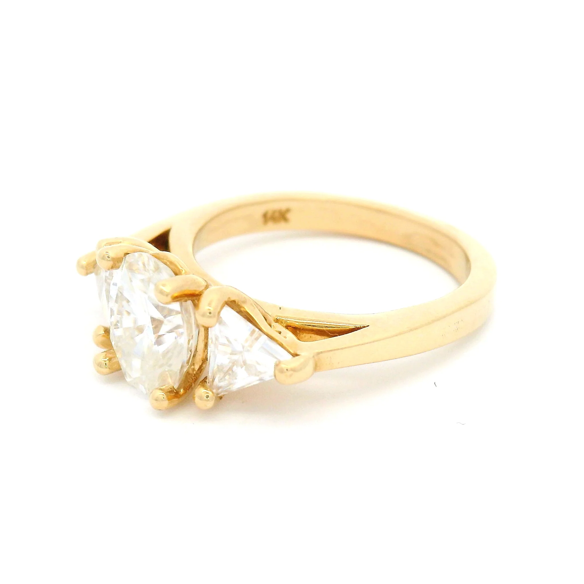 14k Yellow 1.36ct Moissanite Oval Three Stone Ring - Image 2