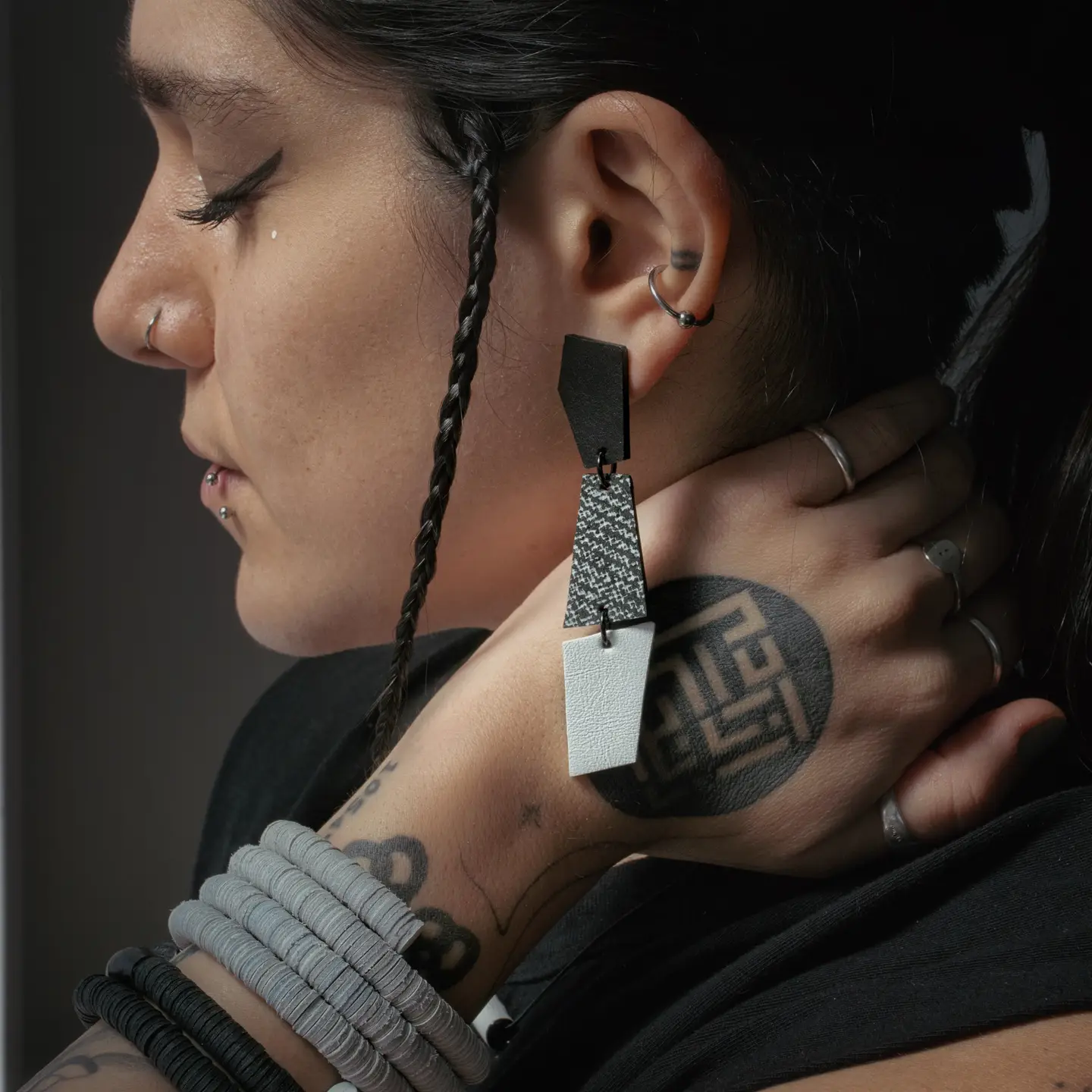 Monochrome Dangle Earrings - Image 3