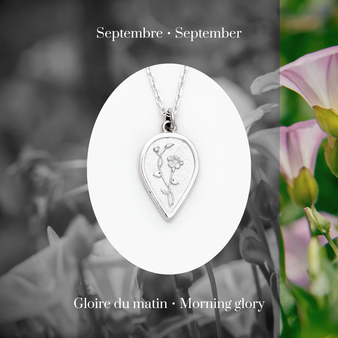 Morning Glory September Birth Flower Necklace - Image 3