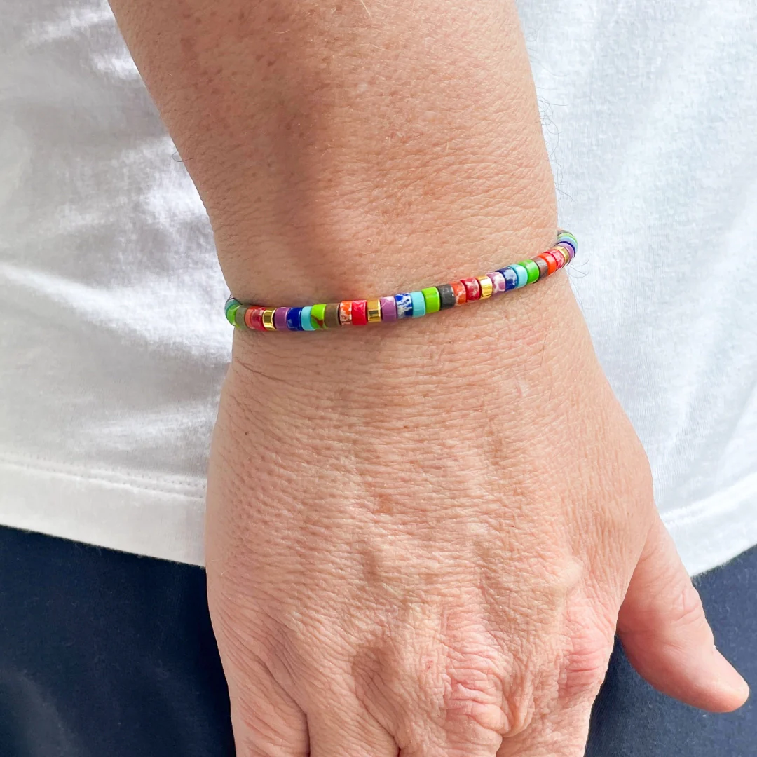 Multicolour Heishi Stone Bracelet - Image 2