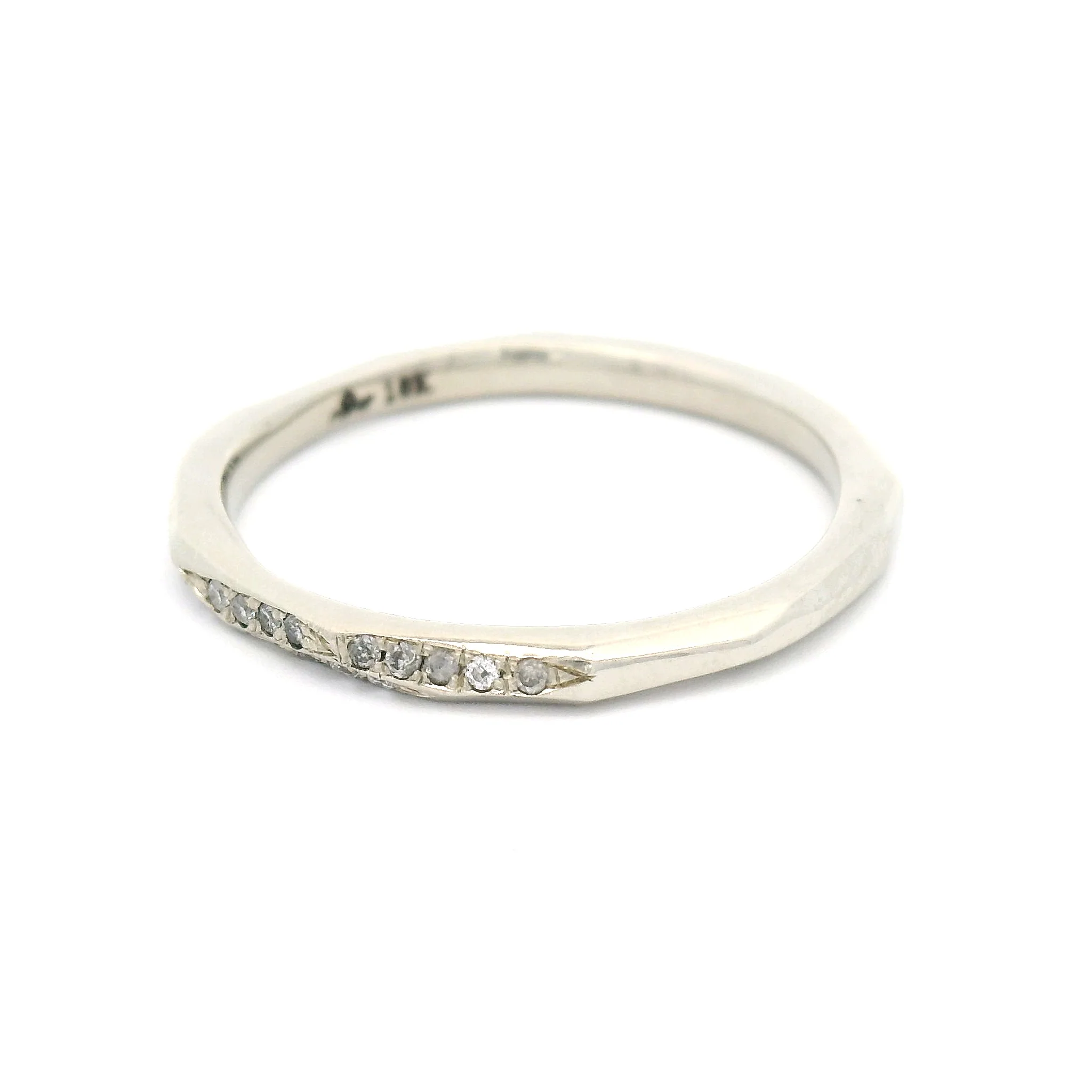 10k White Faceted Band with 0.10cts White Diamonds - Image 2