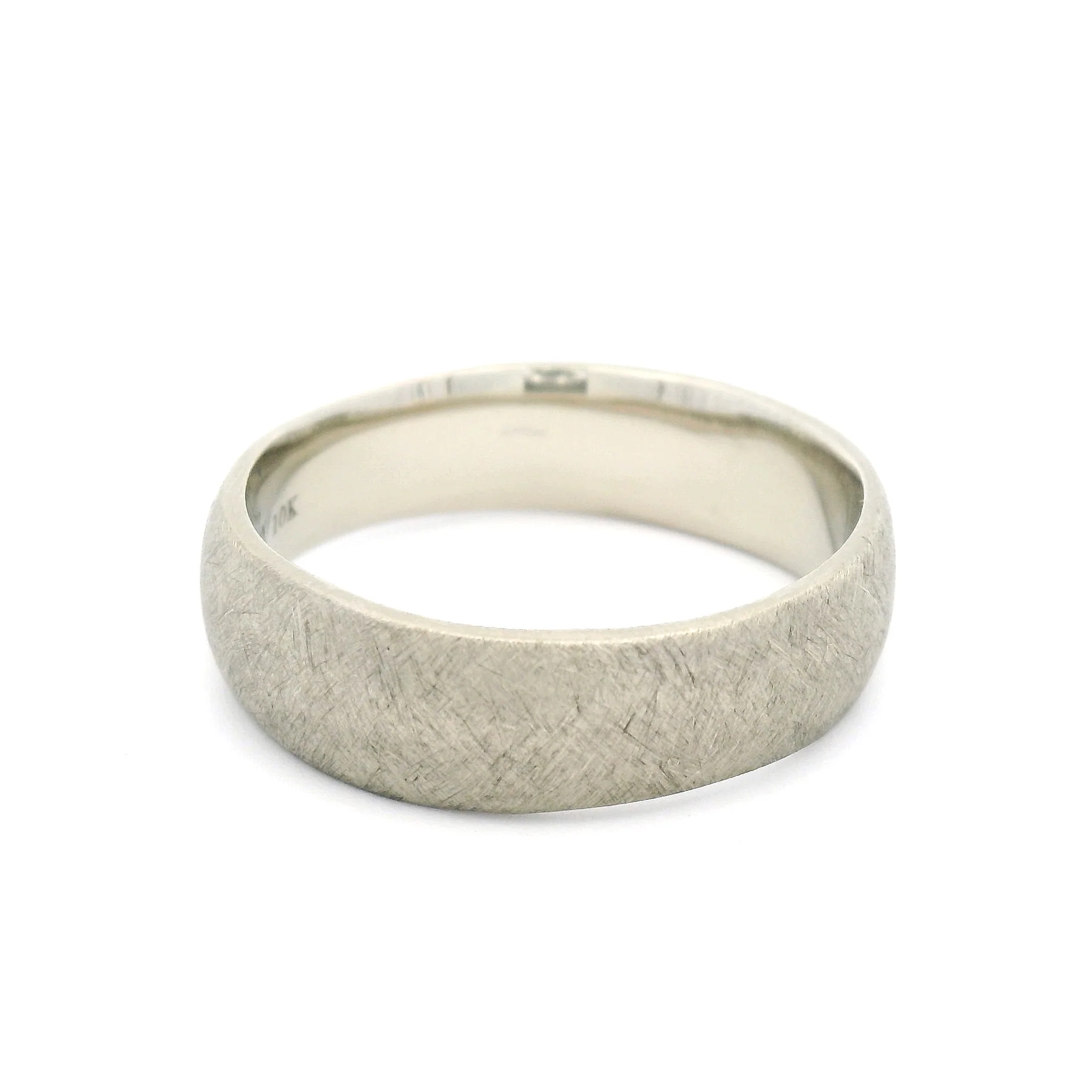 10k White 7.5mm Wide Organic Brushed Band - Image 2