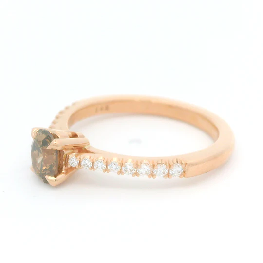 14k Rose Gold 0.52ct Natural Fancy Intense Brown Diamond Engagement Ring - Image 2