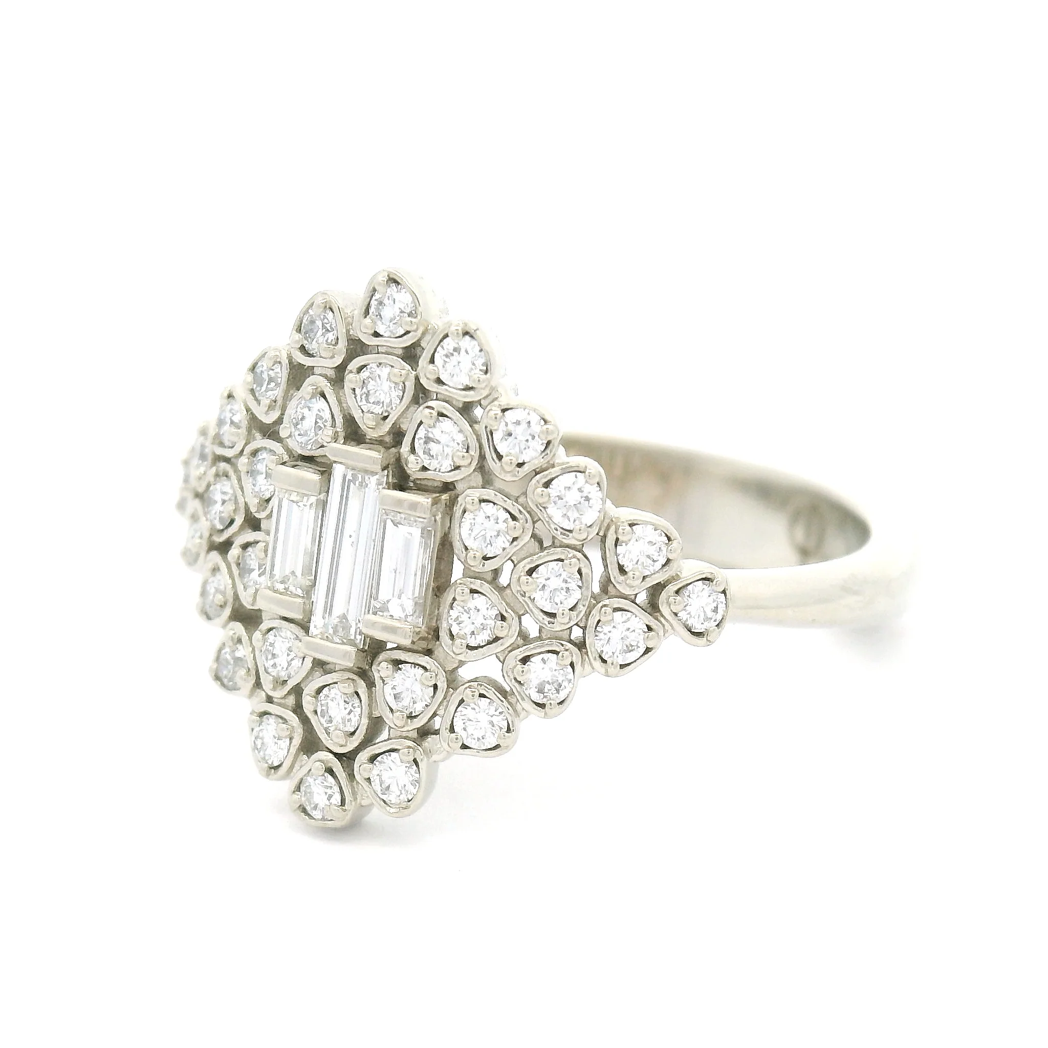 14k White Cluster Engagement Ring with 0.51cts Mixed Diamonds - Image 2