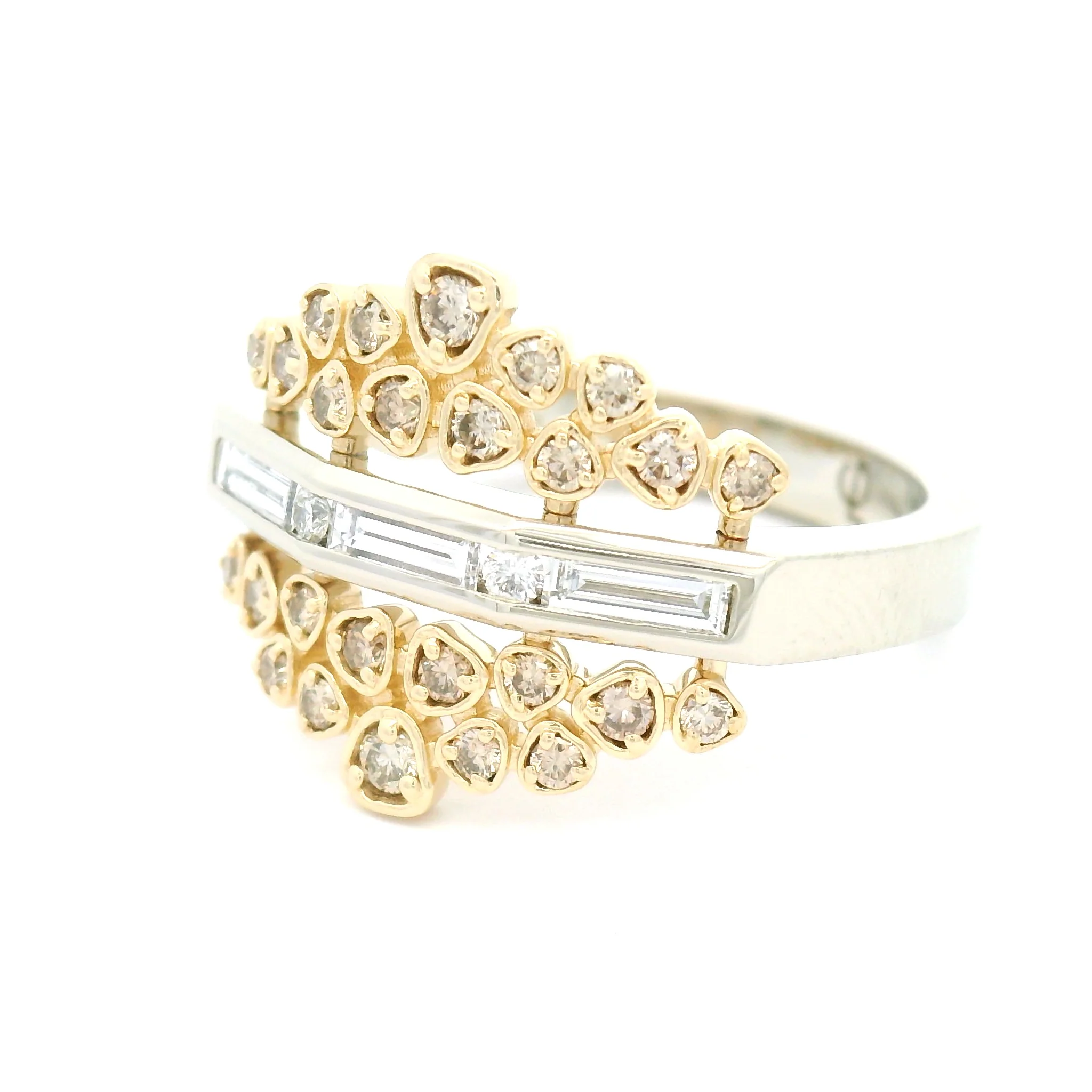 14k White and Yellow Gold Cluster Ring with 0.62cts Champagne and White Diamonds - Image 2