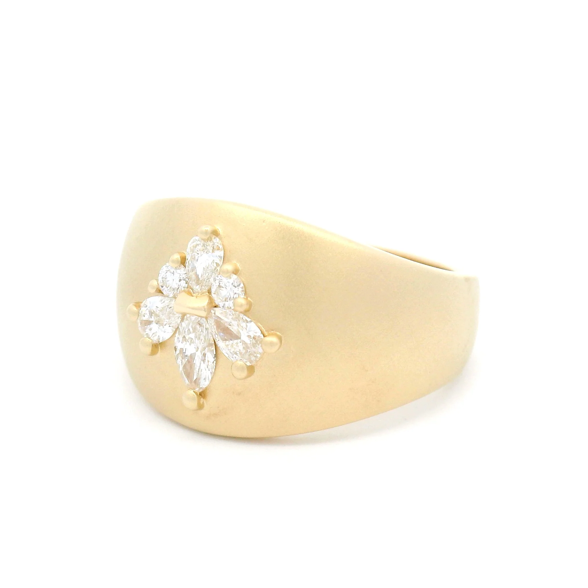 14k Yellow Ring with Multi-Cut Diamond Cluster - Image 2