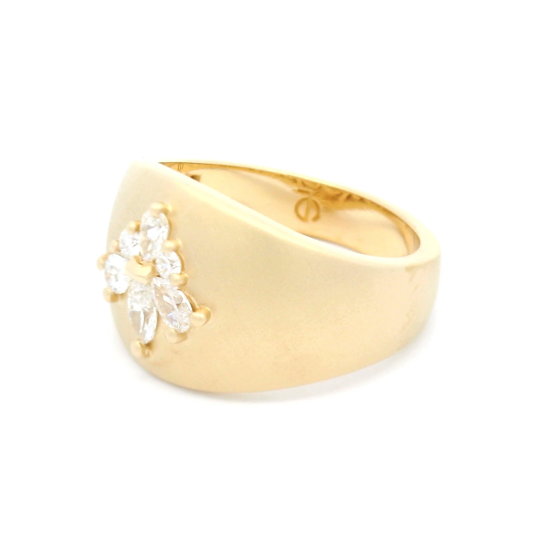 14k Yellow Ring with Multi-Cut Diamond Cluster - Image 3