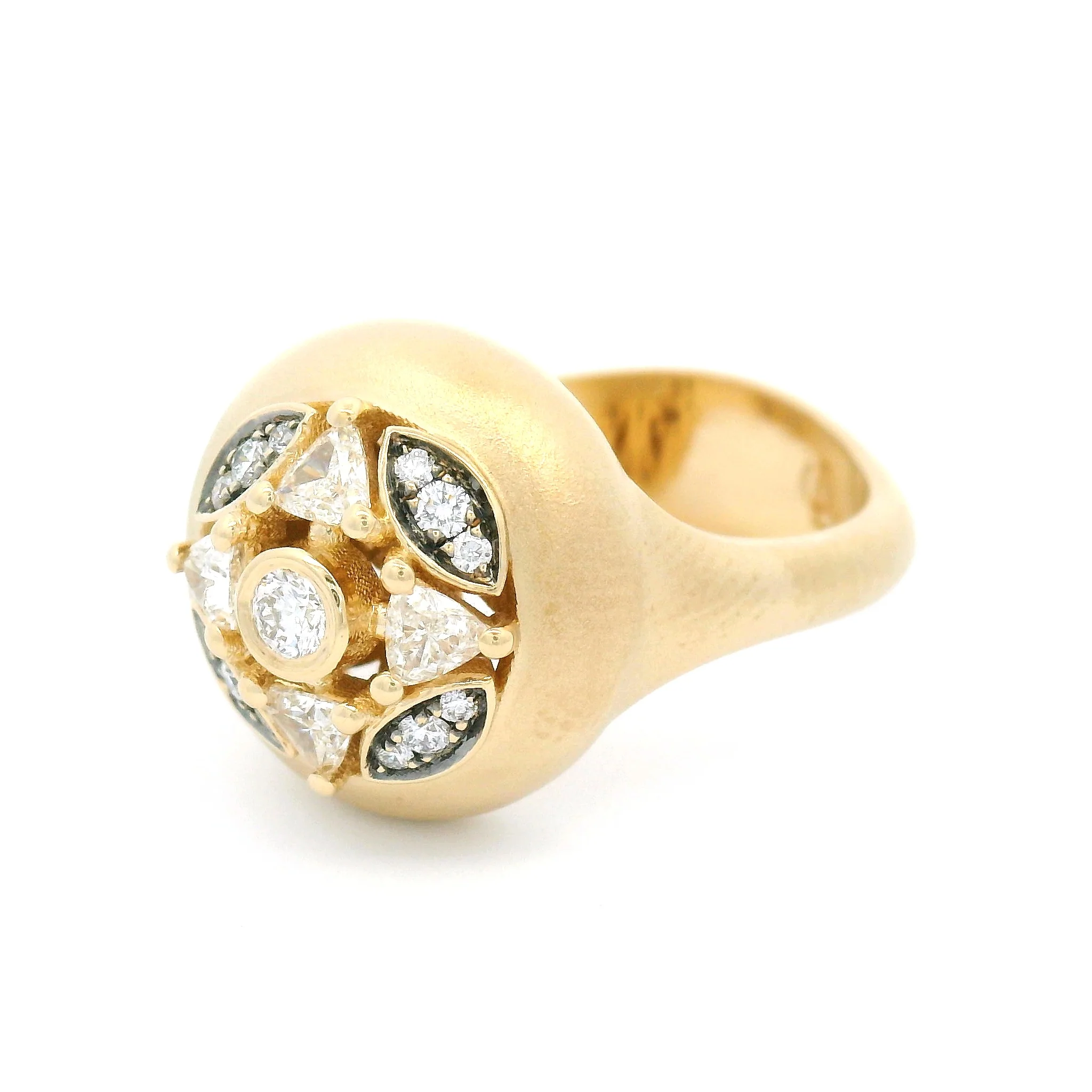 14k Yellow Engagement Mosaic Ring with 0.44cts Mixed-Cut Diamonds - Image 2