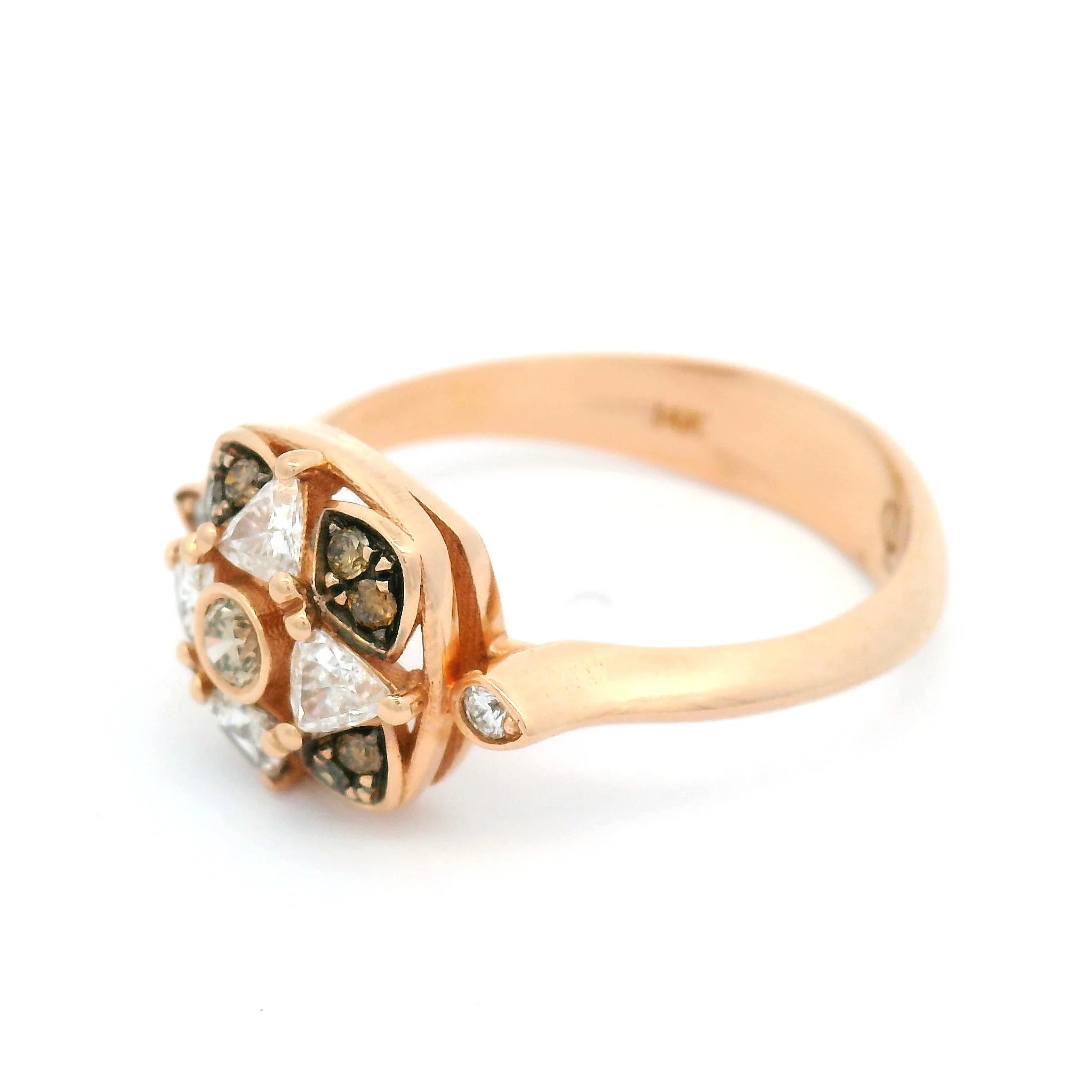 14k Rose Gold Mosaic Cluster Ring with 0.38cts Multi-Cut Multi-Coloured Diamonds - Image 3